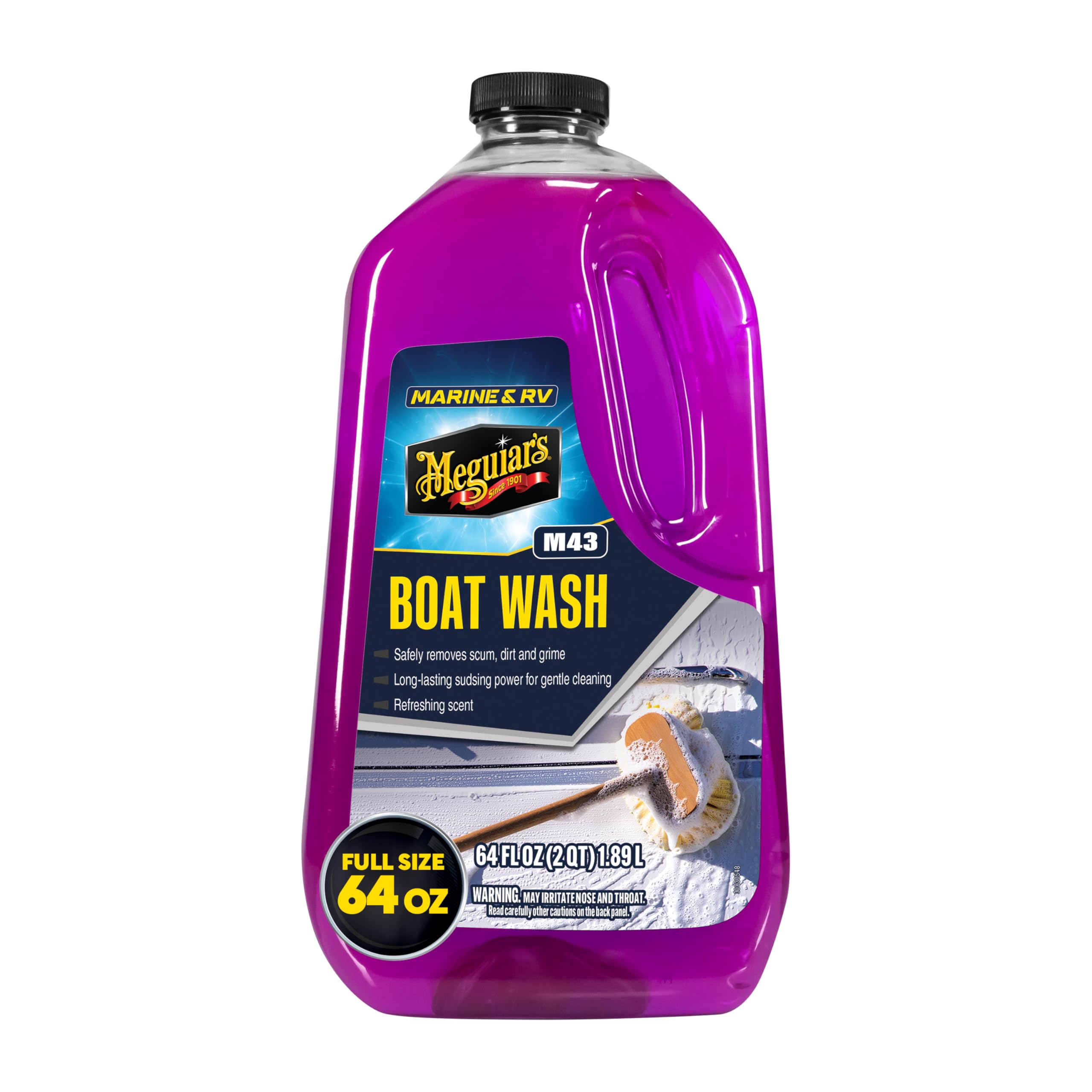 Meguiar's M43 Marine/RV Boat Wash, pH-Balanced Boat/RV Wash for Protecting Fiberglass and Gel Coat, Streak-Free Shine that Keeps Surfaces Clean and Protected, 64 Oz