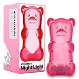 Gummygoods Squeezable Gummy Bear Night Light - Rechargeable, Portable, Squishy Lamp, 60-Min Sleep Timer - Christmas Gift for Kids & Adults, Baby Nursery, and Dorm Rooms - (Pink)