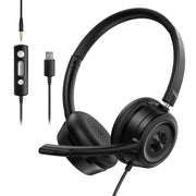 Soothielec Headset wtih Mic, USB Headset with Microphone for PC, Computer Headset with Noise Canceling Microphone for Laptop, Wired Headset with Mute for Home Office Online Class Skype Zoom Meetings