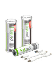 FuelRod USB-C Portable Charger Kit - Pack of 2 - Includes All Cables & Adapters Compatible with All Tablets & Smart Phones, Rechargeable Backup Power Bank, Swap for Charged Rod at Kiosk