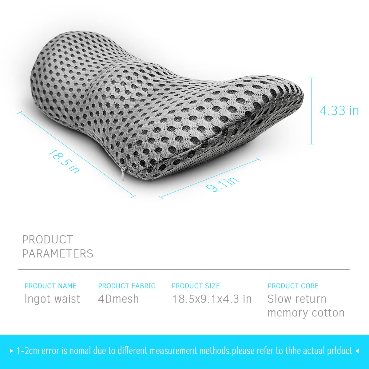 Lumbar Support Pillow for Office Chair, Memory Foam Lumbar Pillow for Lower Back Pain Relief - Black (Upgrade Gray)