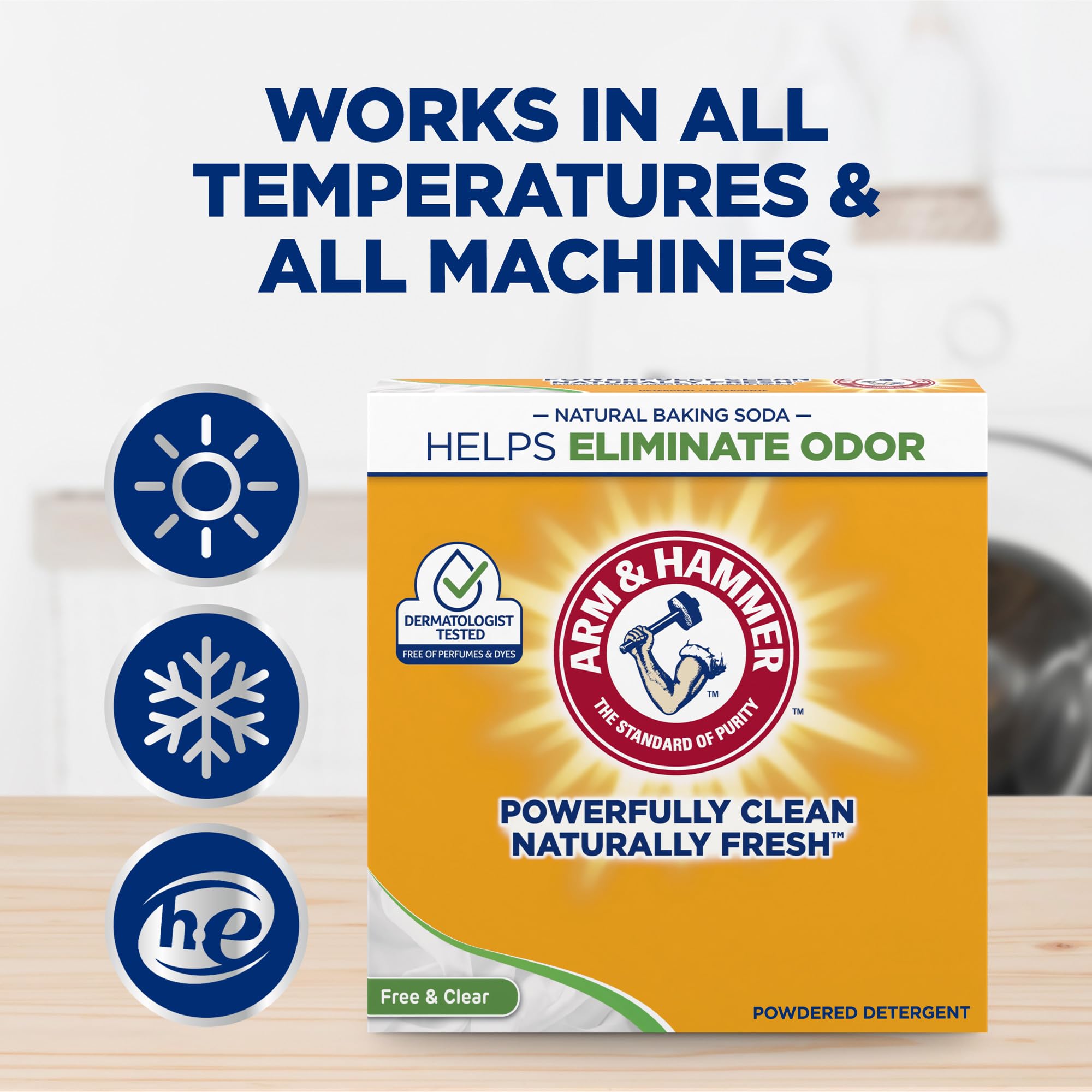 Arm & Hammer Laundry Detergent, Free of Perfume & Dyes, Powder, 100 Loads, 6.16 lb