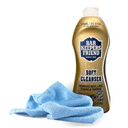 Black Swan Distributors - Bar Keeper's Friend Soft Cleanser (26 oz) & Non-Abrasive, Washable Microfiber Cleaning Cloth (15x15 in) - Home Cleaning Supplies Kit