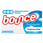 Bounce Free & Gentle Dryer Sheets, Unscented, 240 Count, Hypoallergenic and Dermatologist Tested