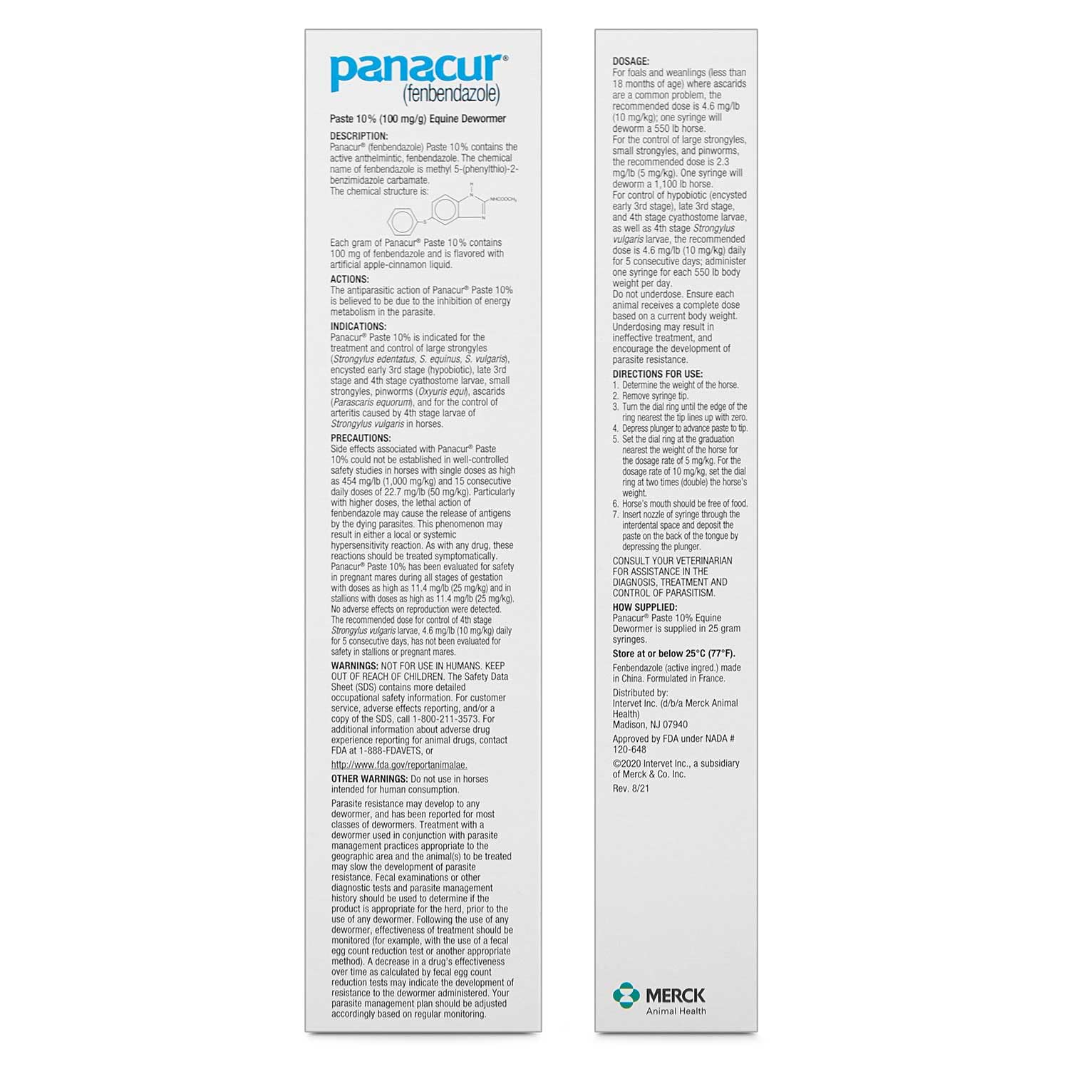 Panacur (3 Pack) Dewormer Horse Paste 10%, 100mg Each