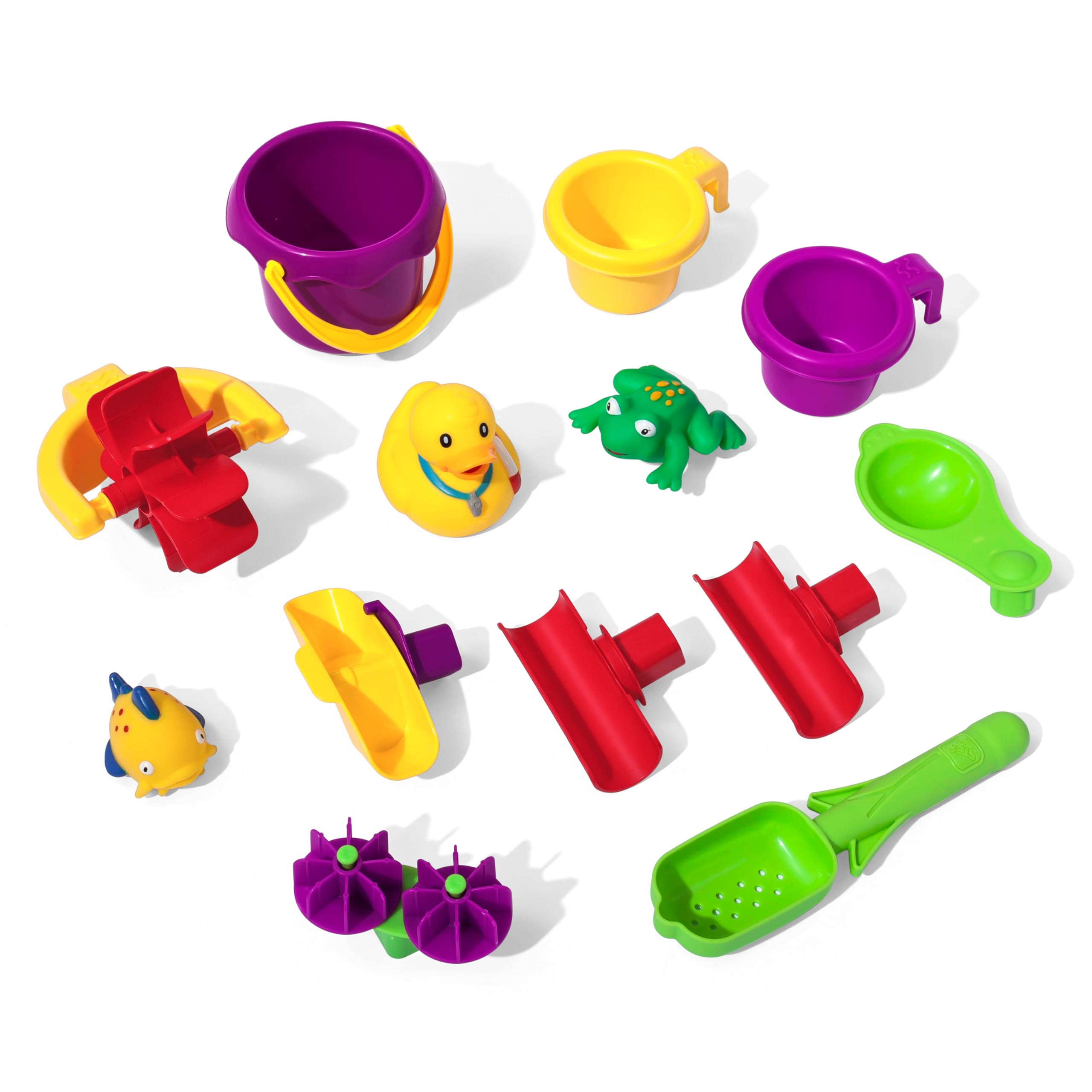 Step2 Rain Showers Splash Pond Water Table, Kids Water and Sand Activity Sensory Playset, Summer Outdoor Toys, 13 Piece Water Toy Accessories, For Toddlers 1.5+ Years Old, Blue & Green