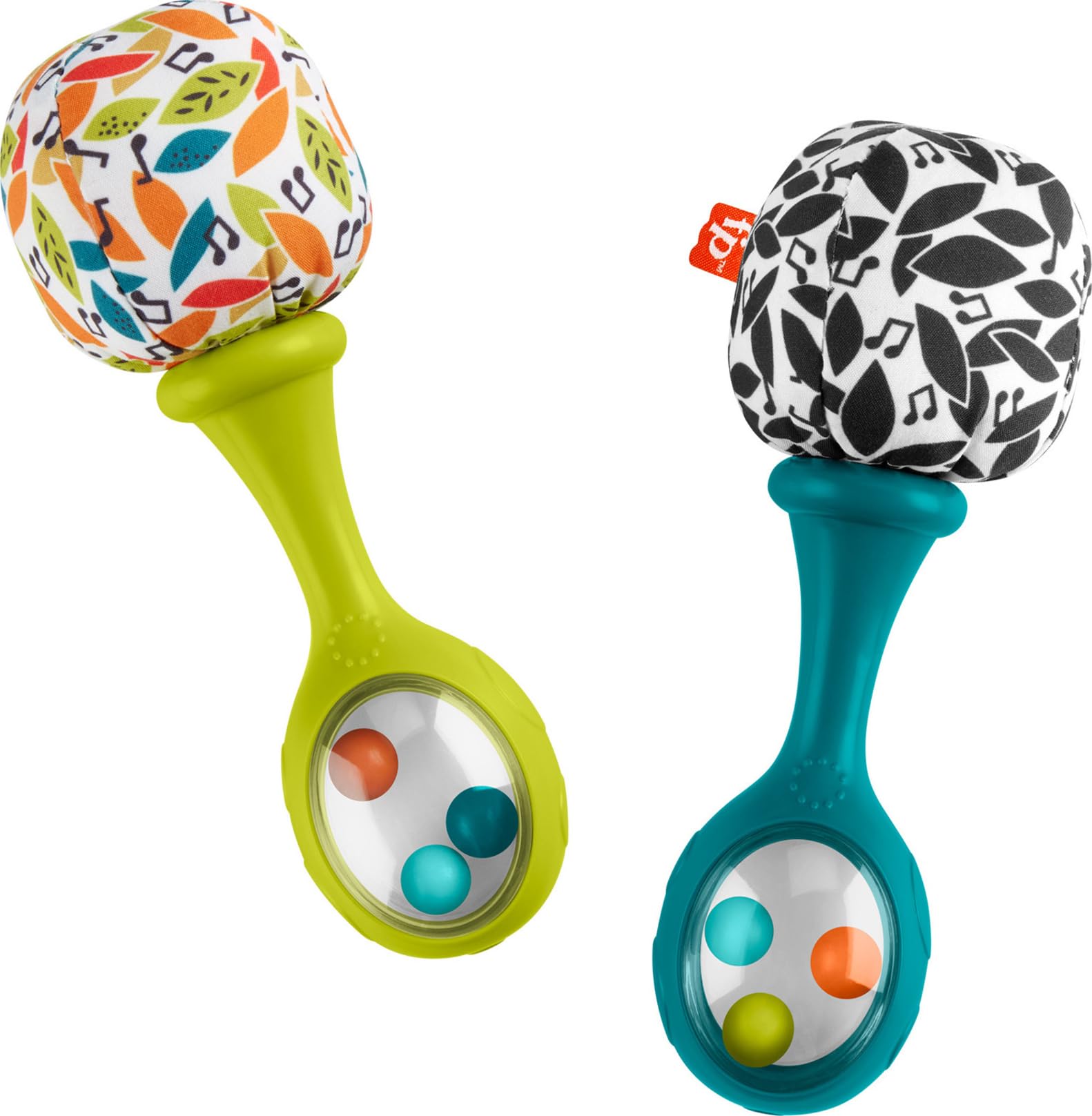 Fisher-Price Newborn Toys Rattle 'n Rock Maracas, Set of 2 Soft Musical Instruments for Babies 3+ Months, Blue & Orange