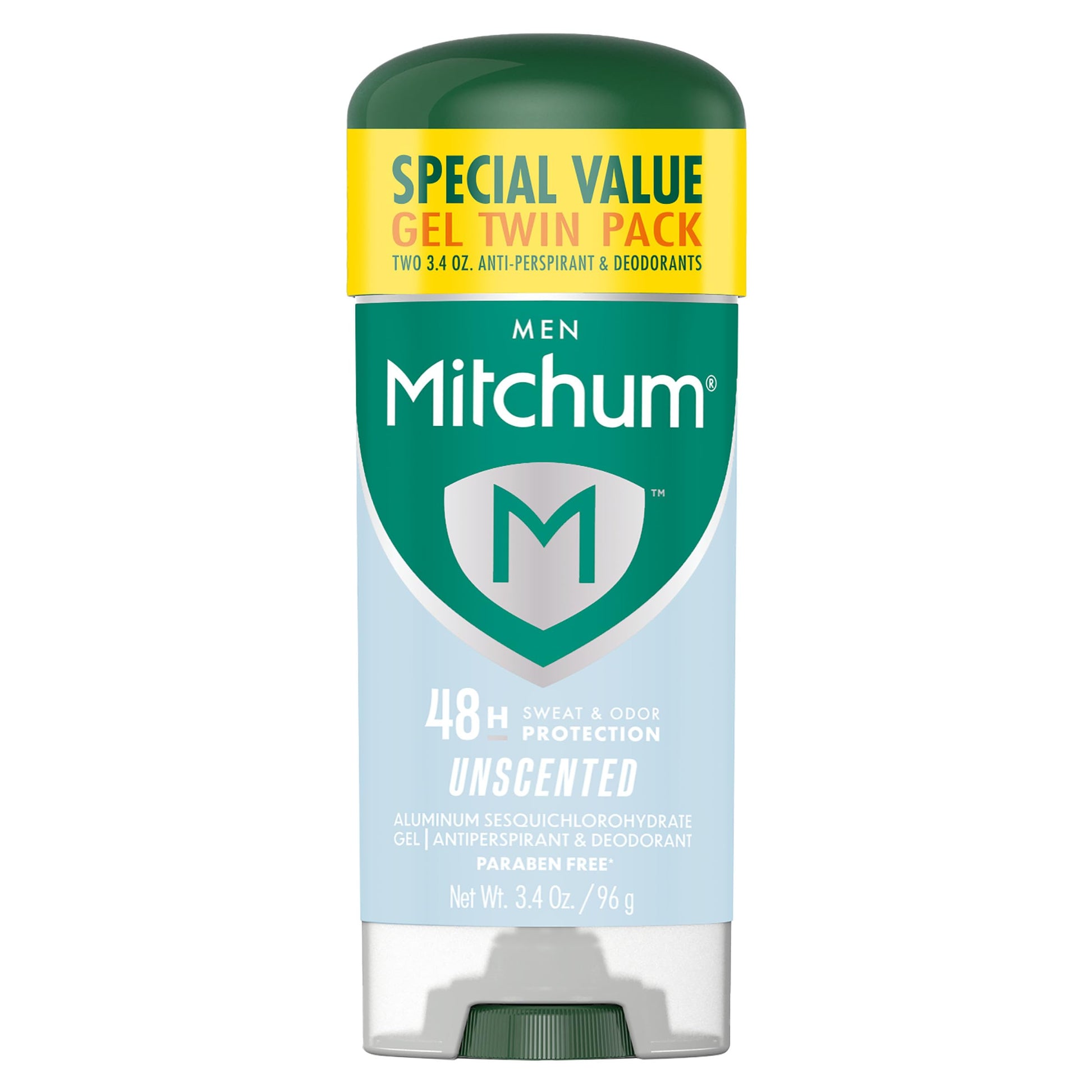 Mitchum Men’s Triple Odor Protection Antiperspirant & Deodorant Gel, Unscented, 48HR Protection, 2 pack