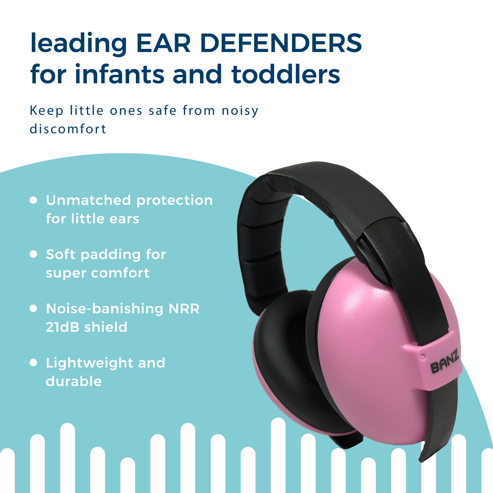 Banz Bubzee Baby Ear Defenders 0-2 Years - Loud Noise Canceling Baby Headphones & Toddler Ear Muffs, Size Adjustable.