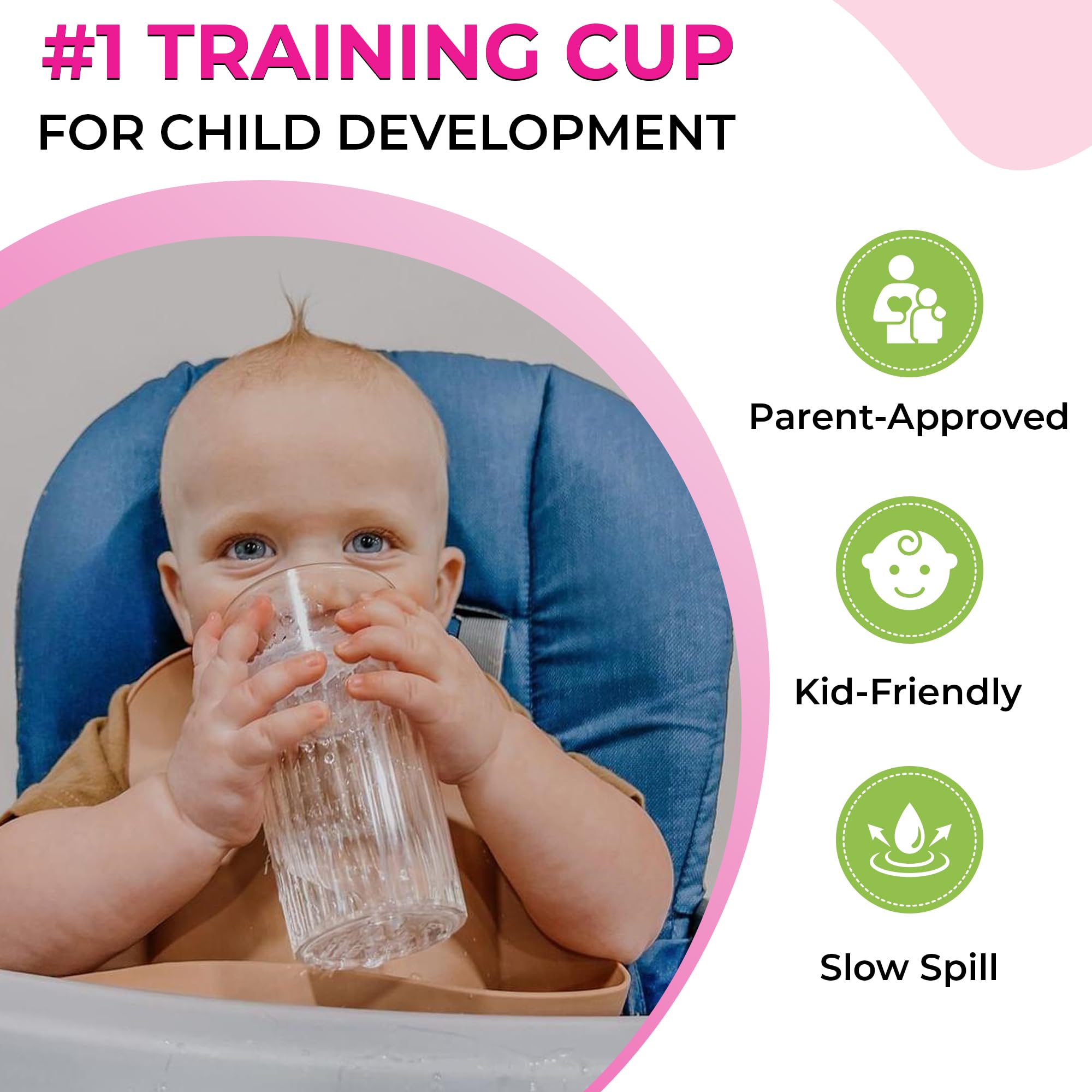 BUNDLE: Reflo Smart Cup (Clear 1-Pack) Open Training Cup, Toddler Cup, 360 Control-Flow, AND free training and use e-guide via QR code on packaging.
