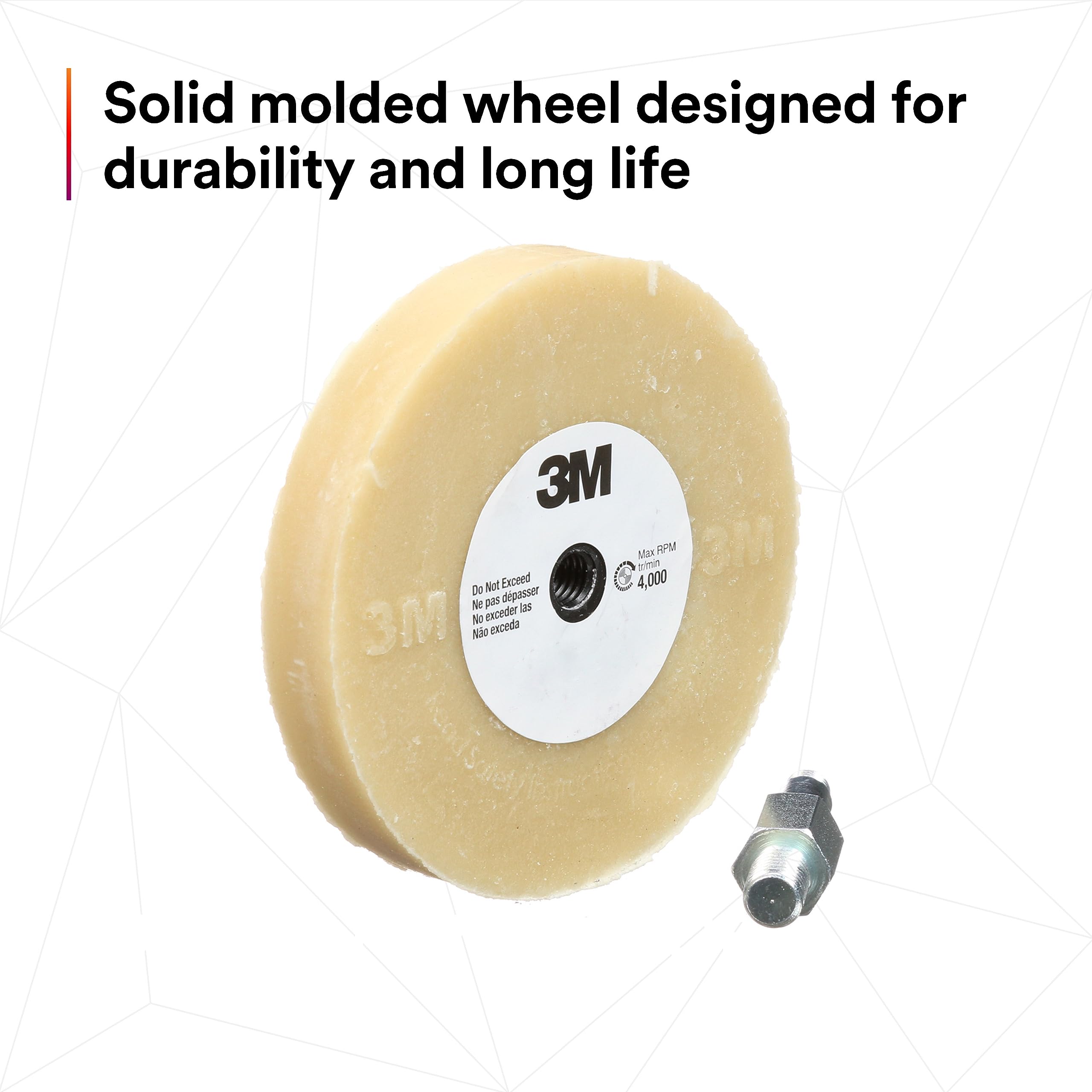 3M Stripe Off Wheel Adhesive Remover Eraser Wheel Removes Decals, Stripes, Vinyl, Tapes and Graphics 4” diameter x 5/8” thick 3/8-16 threaded mandrel 07498 Pack of 1