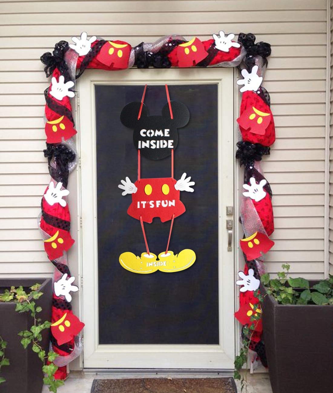 Mickey Mouse 2nd Birthday Party Supplies Oh Twodles Theme Party Decorations Includes Felt Banner,Welcome Hanger Door Sign, Tablecloth,Cake Cupcake Toppers,Mickey Head Balloons, 12 Latex Balloon,