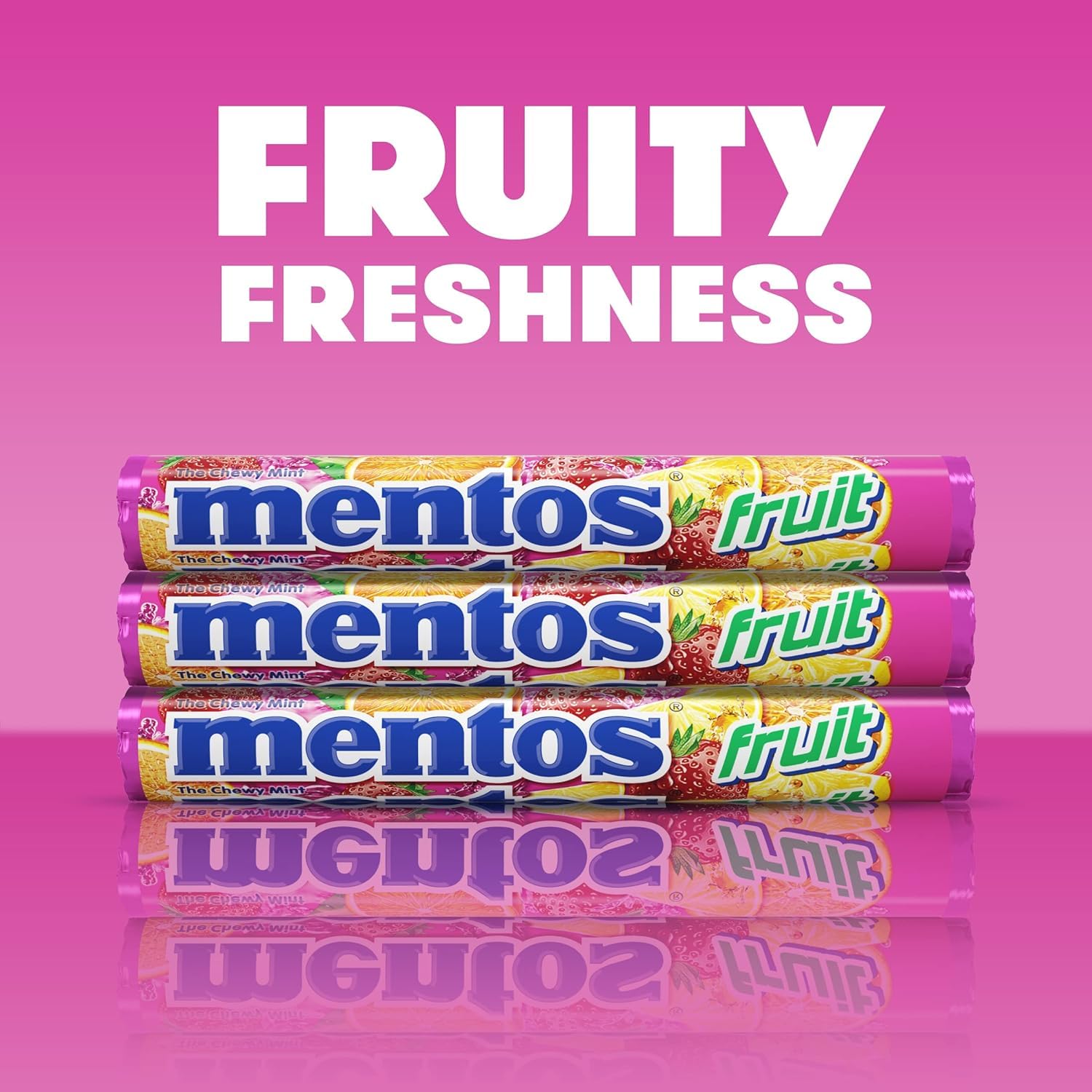 Mentos Candy, Mint Chewy Candy Roll, Fruit, Non-Melting, 1.32 Oz , 6 count(Pack of 1)
