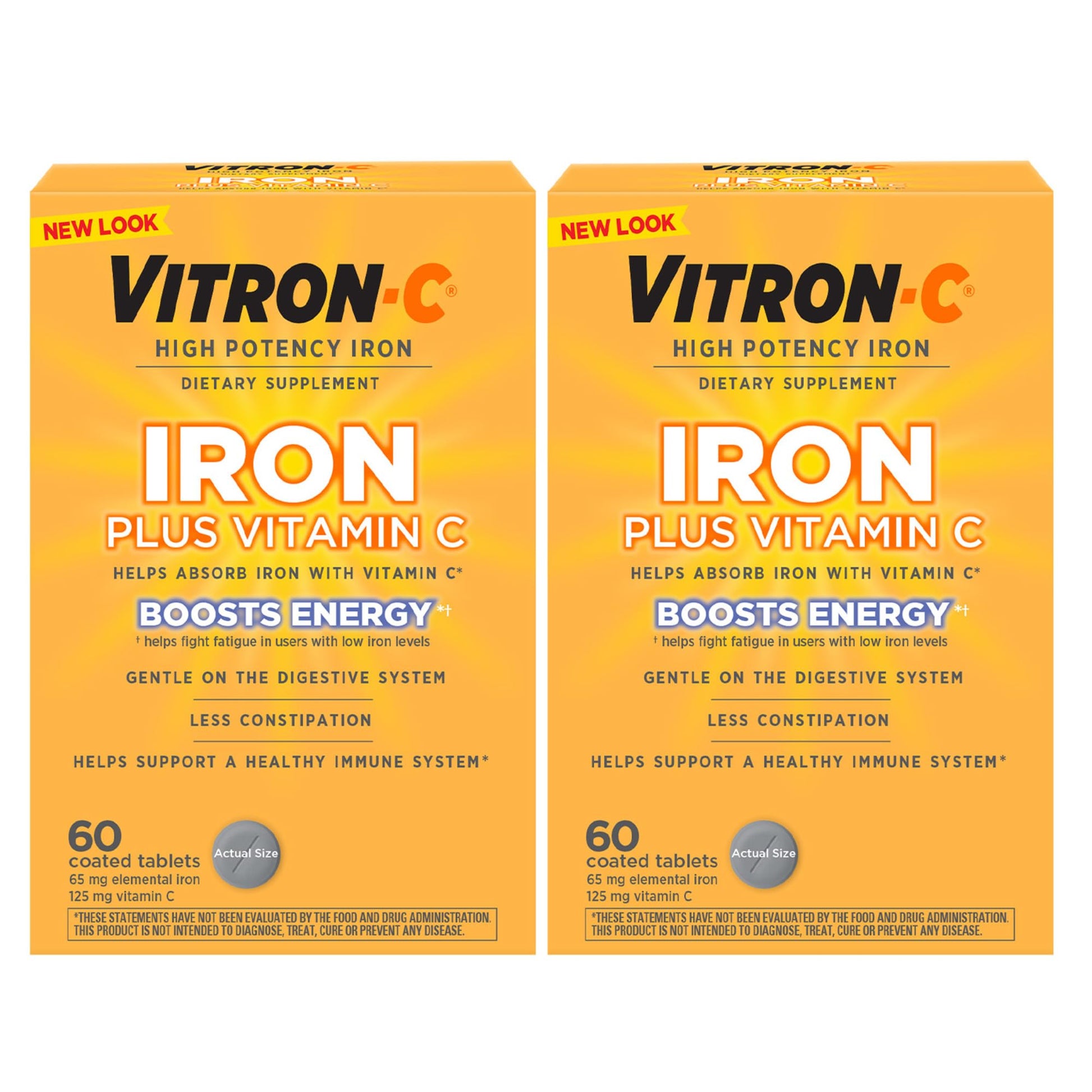 Vitron-C Iron Supplement, Immunity Support Iron Supplements with Vitamin C, Iron Pills for Immune Support, 60 Count