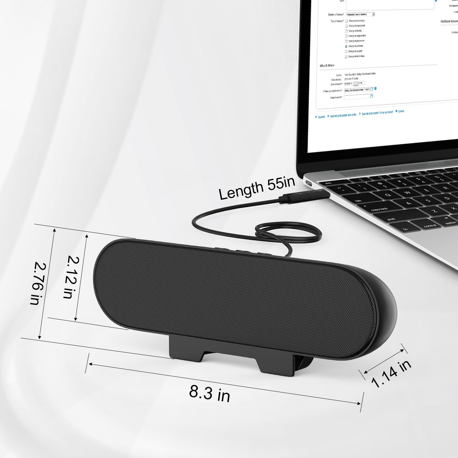 LXTNFU Computer Speakers for Desktop Monitor,Single Speakers for Desktop PC,Laptop Speaker with Loud Sound,Volume Control Easily Clamps to Monitors(USB-C to USB Adapter Included) (Black)