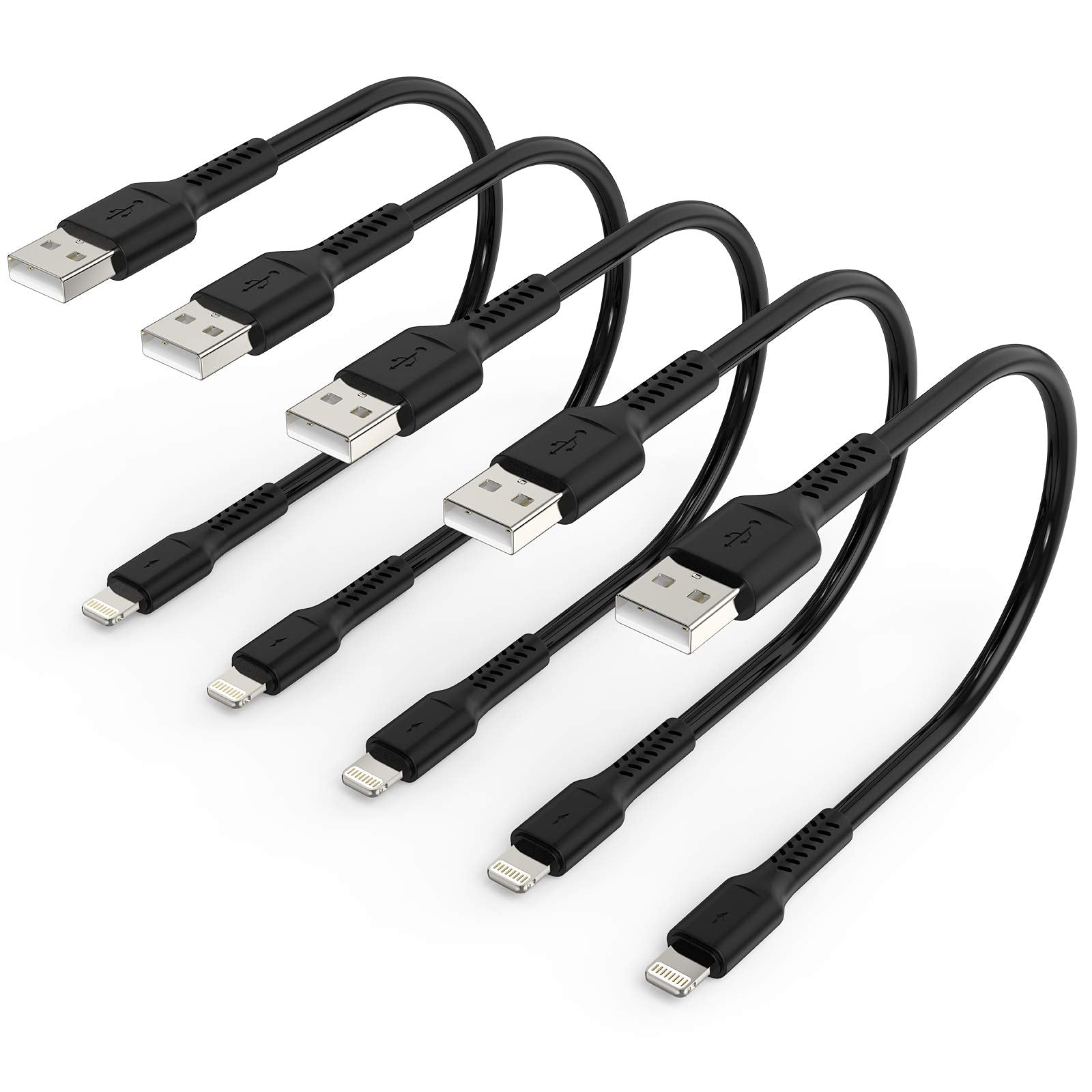 1ft iPhone Charge Cable Short, 5Pack USB to Lightning Cord for Fast Charging Stations 1 Foot Compatible with Apple iPhone 12 11 Pro Max Xs 8 7 6 5 Plus, iPad Air/Mini