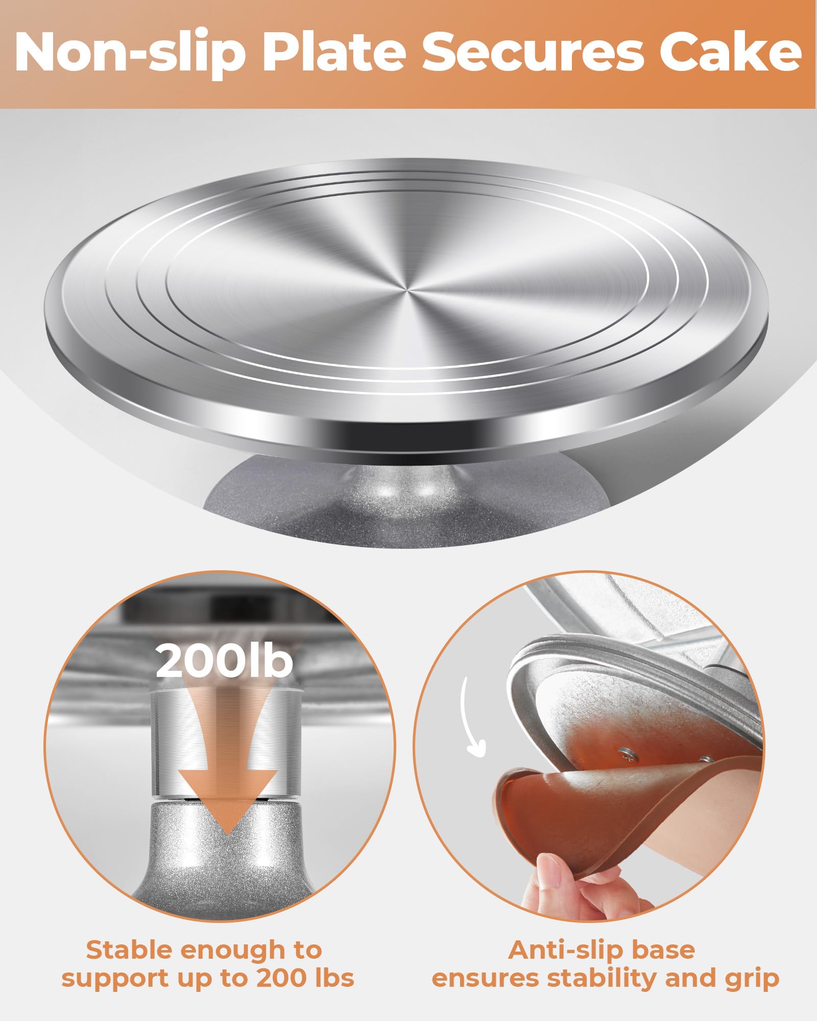 Kootek Aluminium Alloy Revolving Cake Stand 12 Inch Rotating Cake Turntable for Cake, Cupcake Decorating Supplies