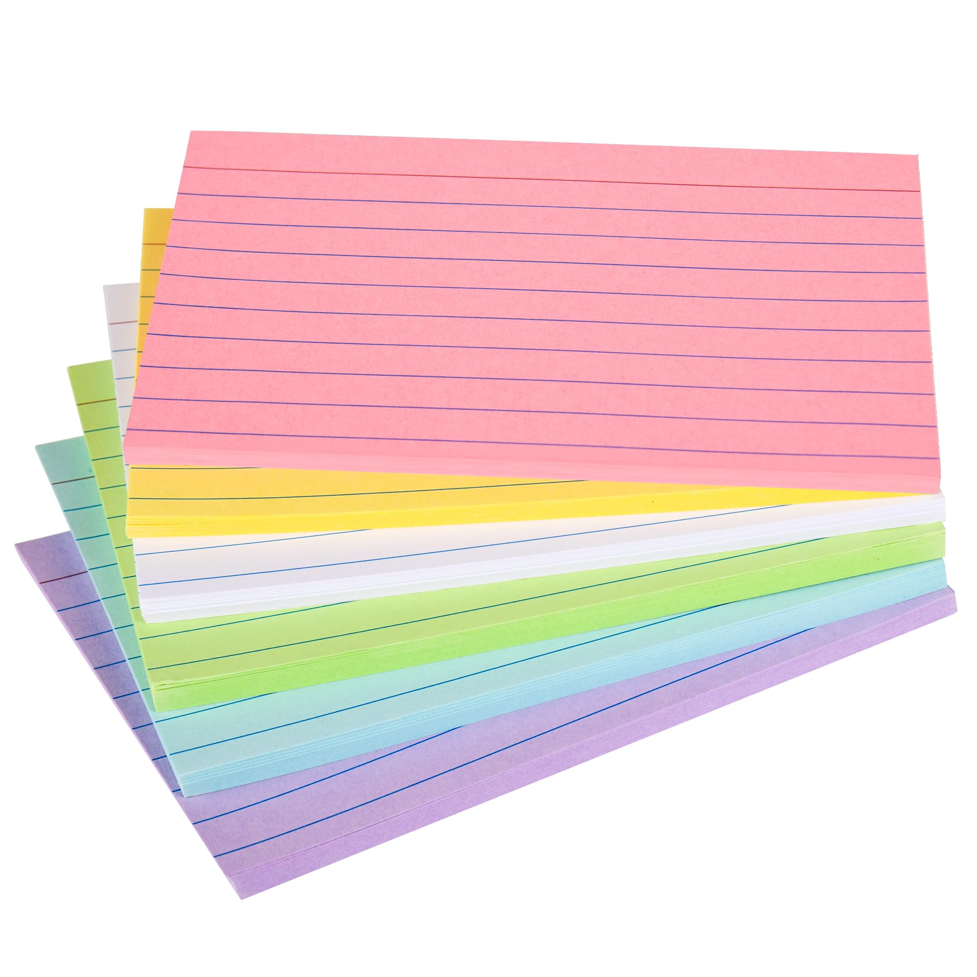 Index Cards 4" x 6" Colored, Ruled Index Cards, Ruled Lined Index Note Cards, Assorted Colors, 4x6 Flashcards for Studying, Blank on Back, Heavy Weight Flash Card 4 x 6, 156 Count (Inches, 4x6)