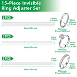 Anpro 15 Pack Ring Size Adjuster - with 3 Sizes Clear Ring Sizer Adjuster for Loose Rings,Spiral Silicone Tightener Set,Invisible Ring Guards(Please See The Below Picture for The Steps)