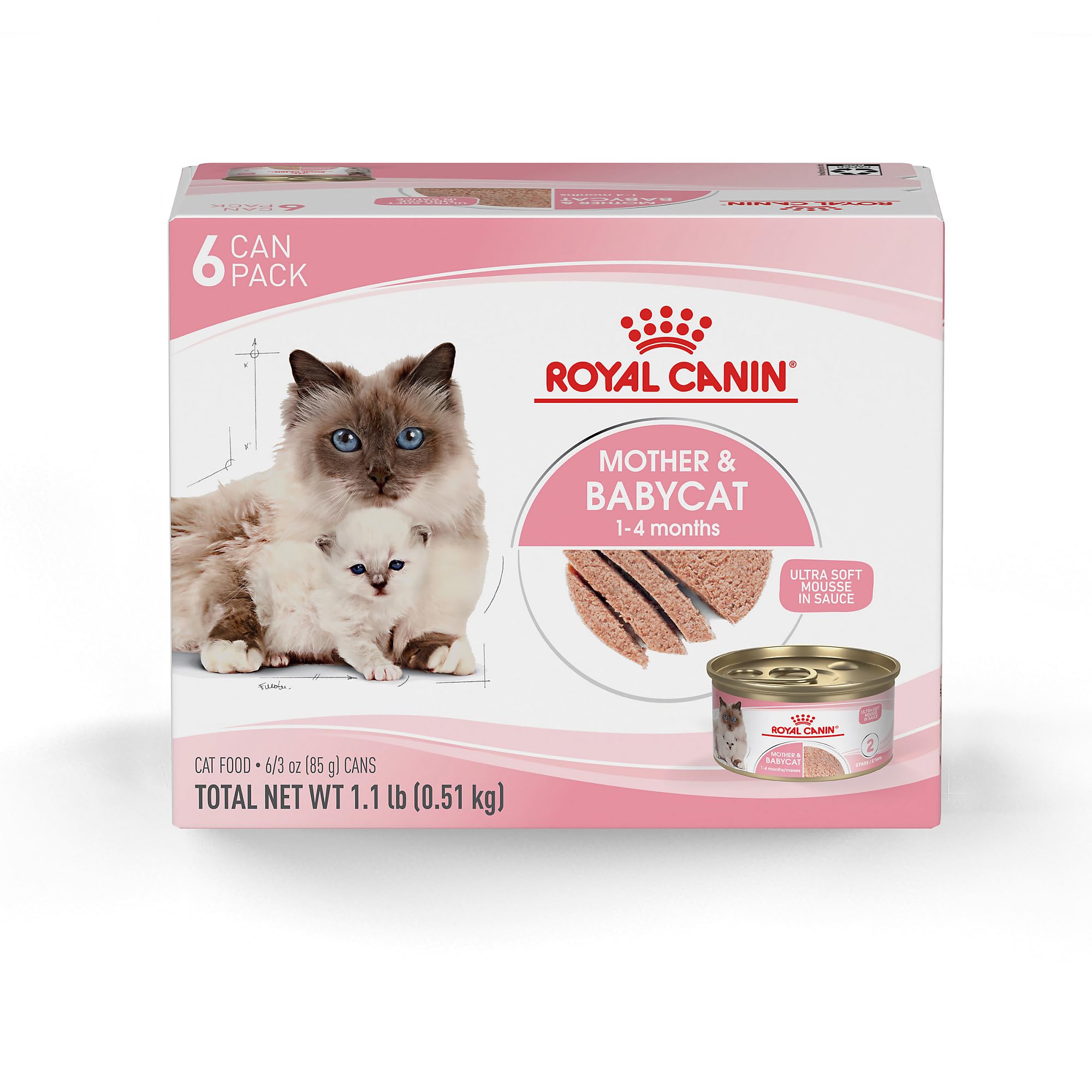 Royal Canin Feline Health Nutrition Mother & Babycat Ultra Soft Mousse in Sauce Canned Cat Food, 3 oz can (24-count)