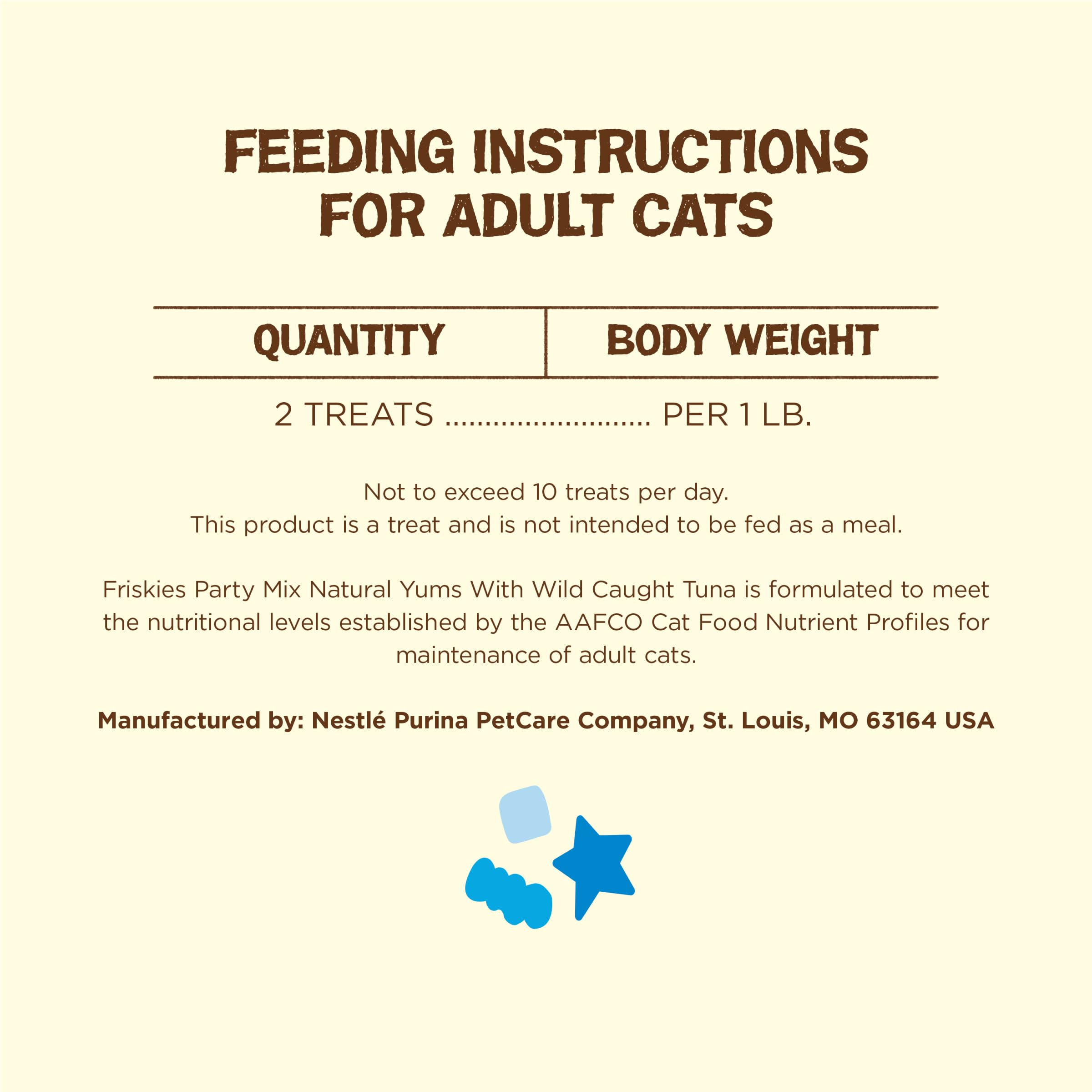 Purina Friskies Natural Cat Treats, Party Mix Natural Yums With Wild Caught Tuna and Added Vitamins, Minerals and Nutrients - 20 oz. Canister