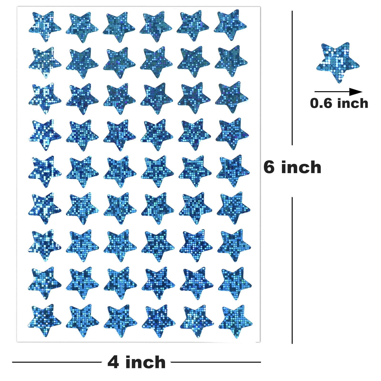 1620 Pack, 6 Colors, Holographic Small Star Stickers for Kids Reward, Behavior Chart, School Classroom Student Teacher Supplies, 0.6" Diameter