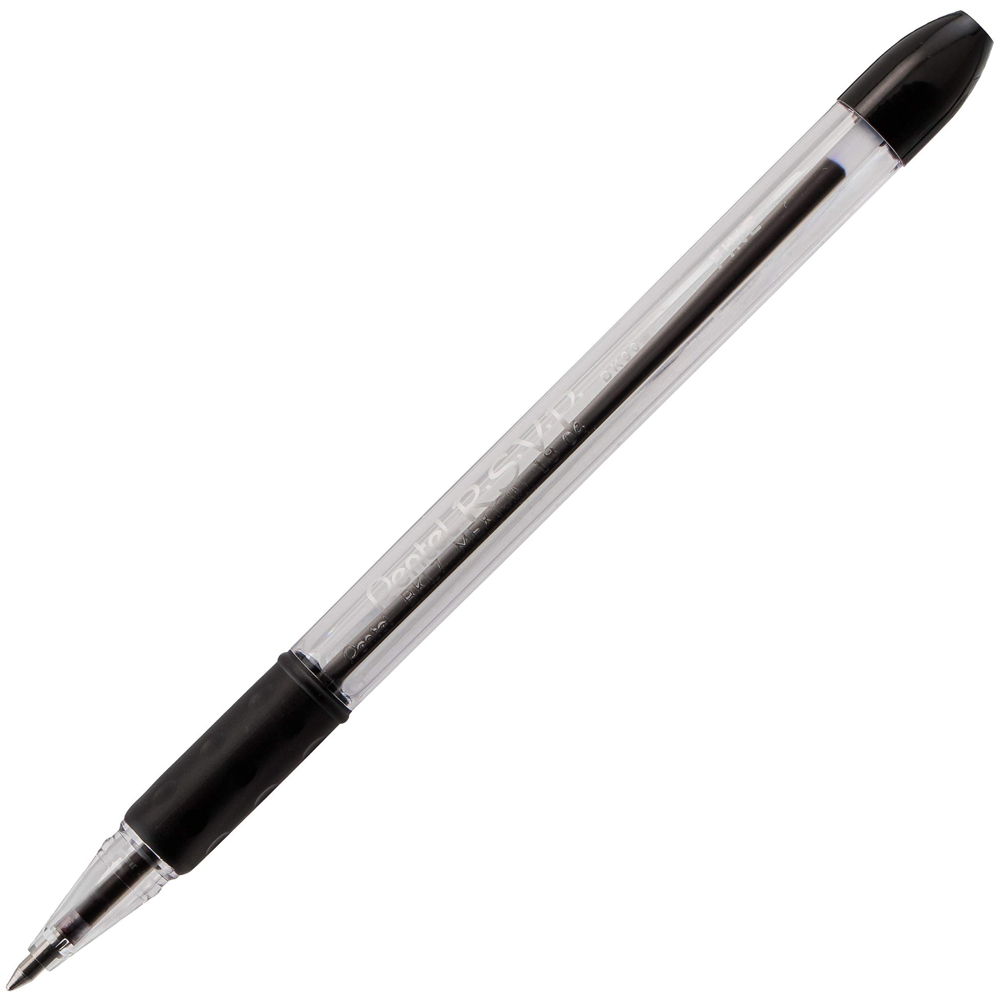 Pentel BK90A R.S.V.P. Stick Ballpoint Pen, .7mm, Trans Barrel, Black Ink, Dozen