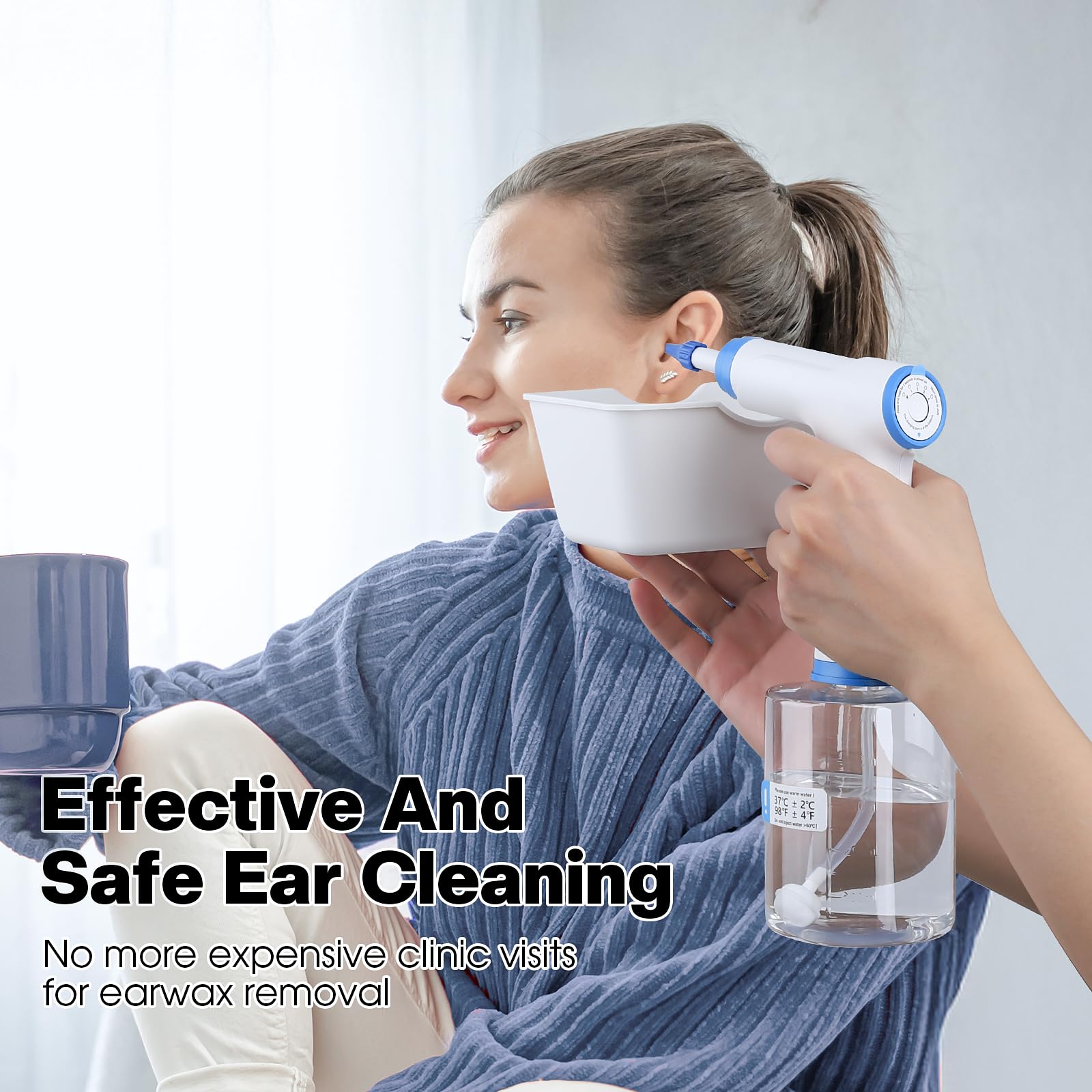 Ear Wax Removal, Electric Ear Cleaning Kit with Light, FSA-HSA-Eligible, Ear Irrigation Kit with 4 Pressure Modes, Safe and Effective Ear Flush Kit with Ear Cleaner - Includes Basin, Towel & 15 Tips
