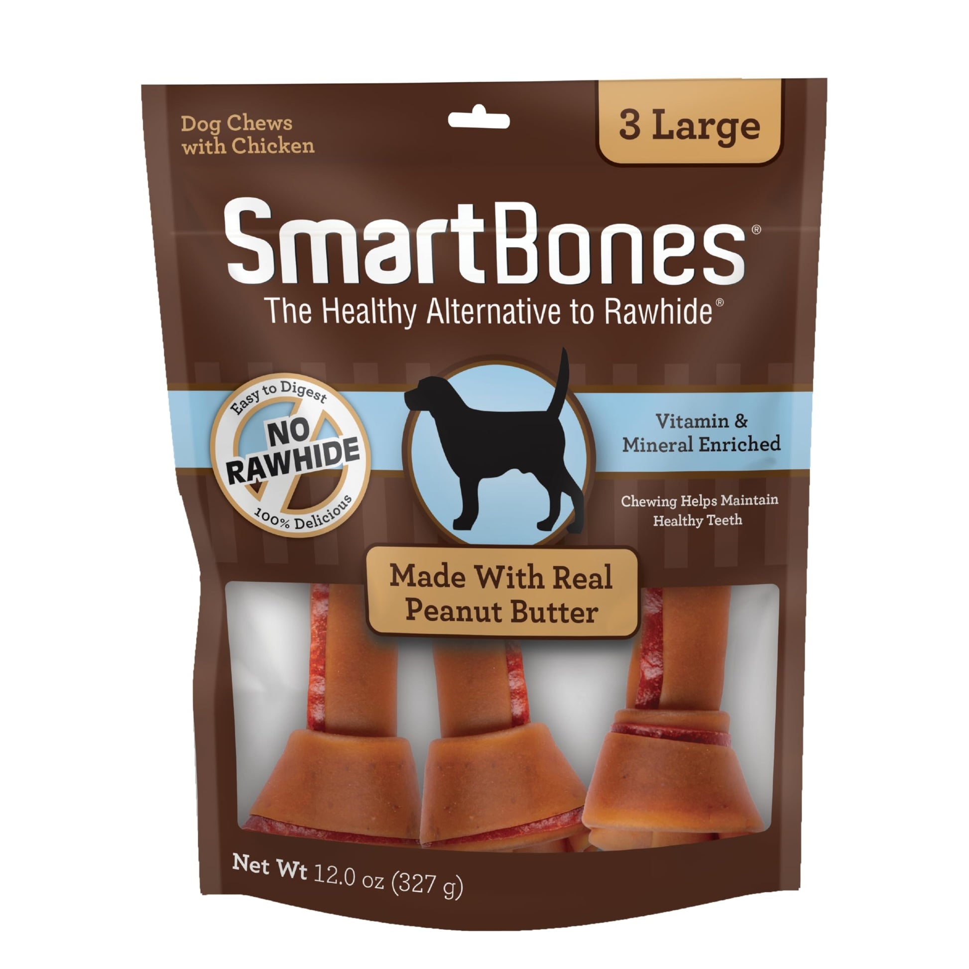 SmartBones Peanut Butter Dog Chew, Medium, 11.0 Oz , 4 pieces/pack