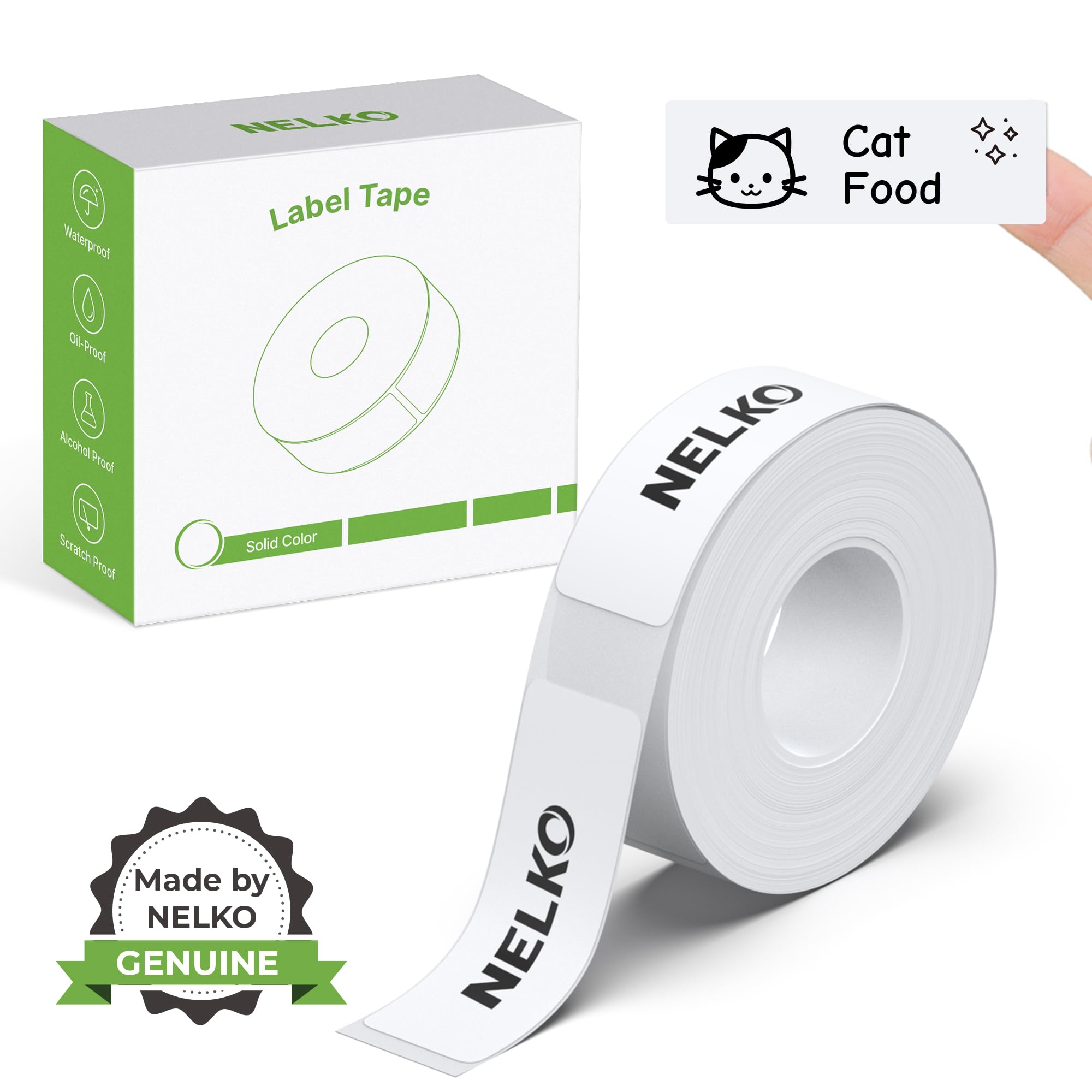 Nelko Original P21 Etikettenband, 14x40mm (0.55"x1.57"), Standard laminiertes Thermodrucker-Etikettenband, Ersatz für Büro und Zuhause, 180 Etiketten/Rolle, Weiß