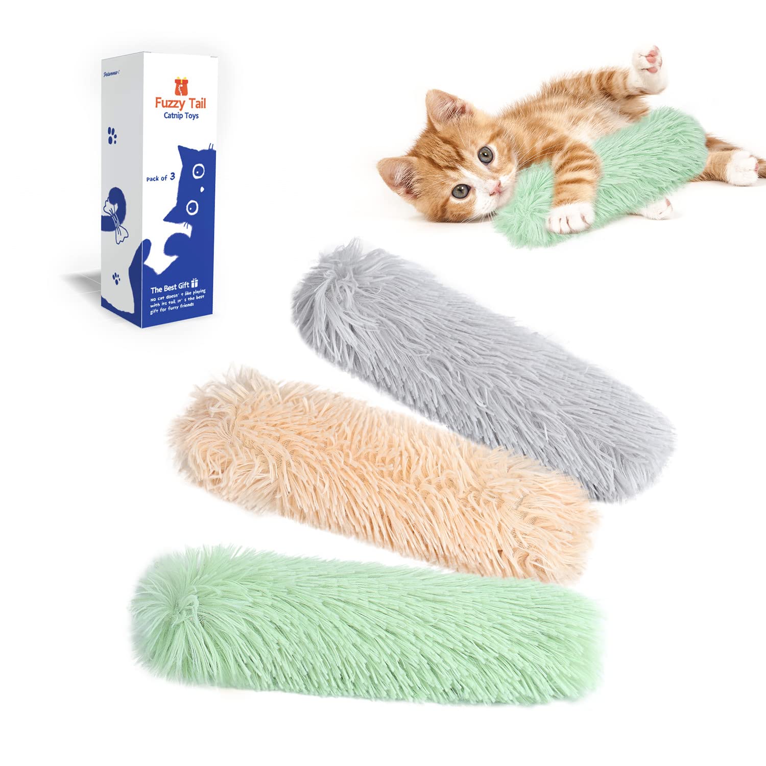 Potaroma Katzenspielzeug-Kissen, 3er-Pack, weich und strapazierfähig, Knistergeräusch mit Katzenminze, interaktiver Indoor-Kicker für Kätzchen, fördert die Bewegung der Katze
