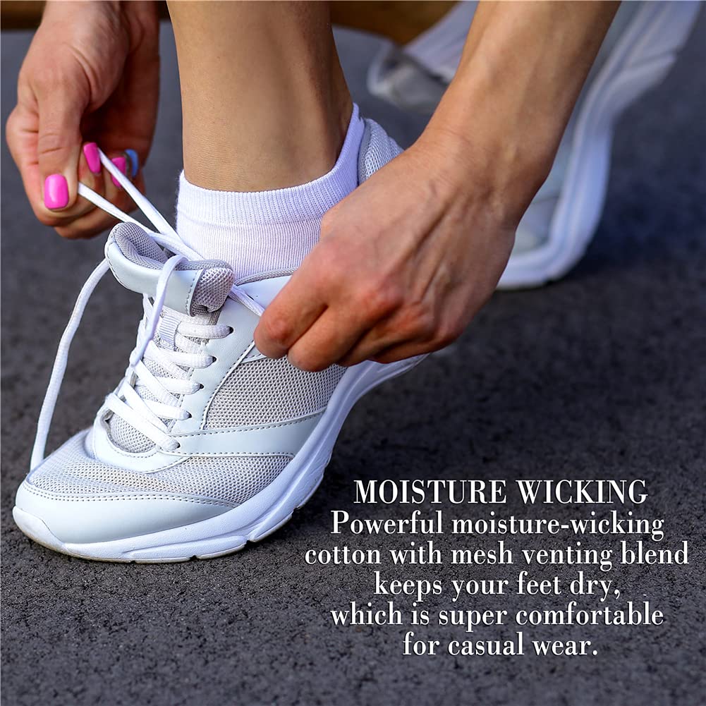 CHARMKING 8 Pairs Ankle Socks for Women - Non Slip Cotton No Show Classic Low Cut Casual Socks (White)