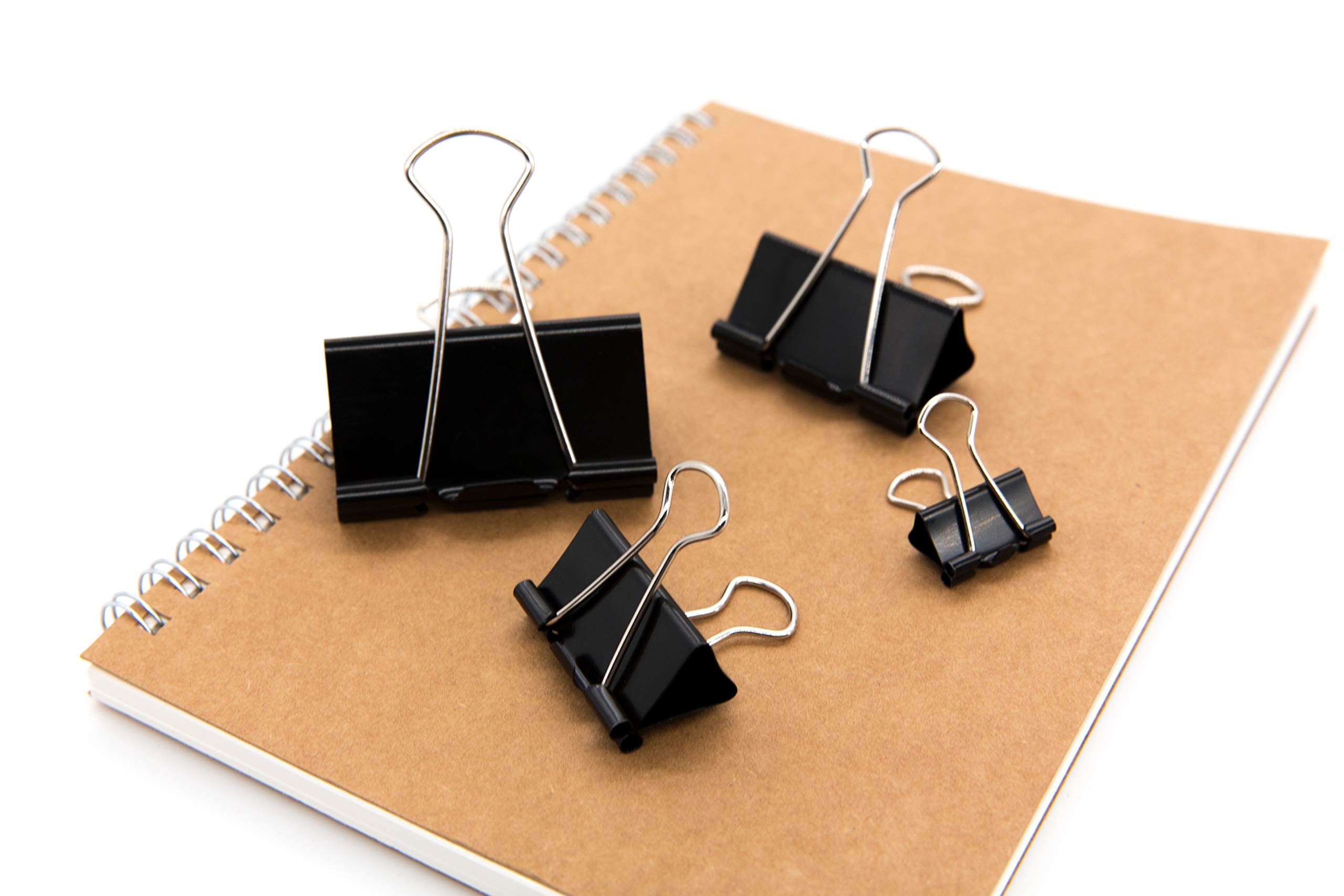 DSTELIN Binder Clips Paper Clamps Assorted Sizes 100 Count (Black), X Large, Large, Medium, Small, X Small and Micro, 6 Sizes in One Pack, Meet Your Different Using Needs.
