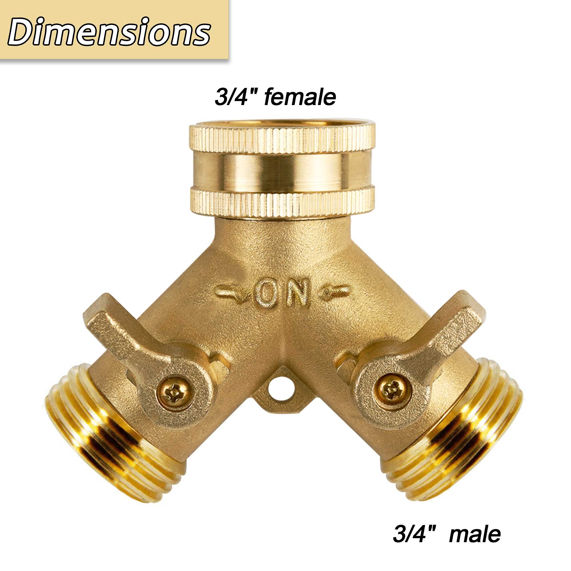 Triumpeek Brass Garden Hose Splitter, 3/4 Inch 2-Way Y Brass Hose Connector with O-ring Washers & Tape