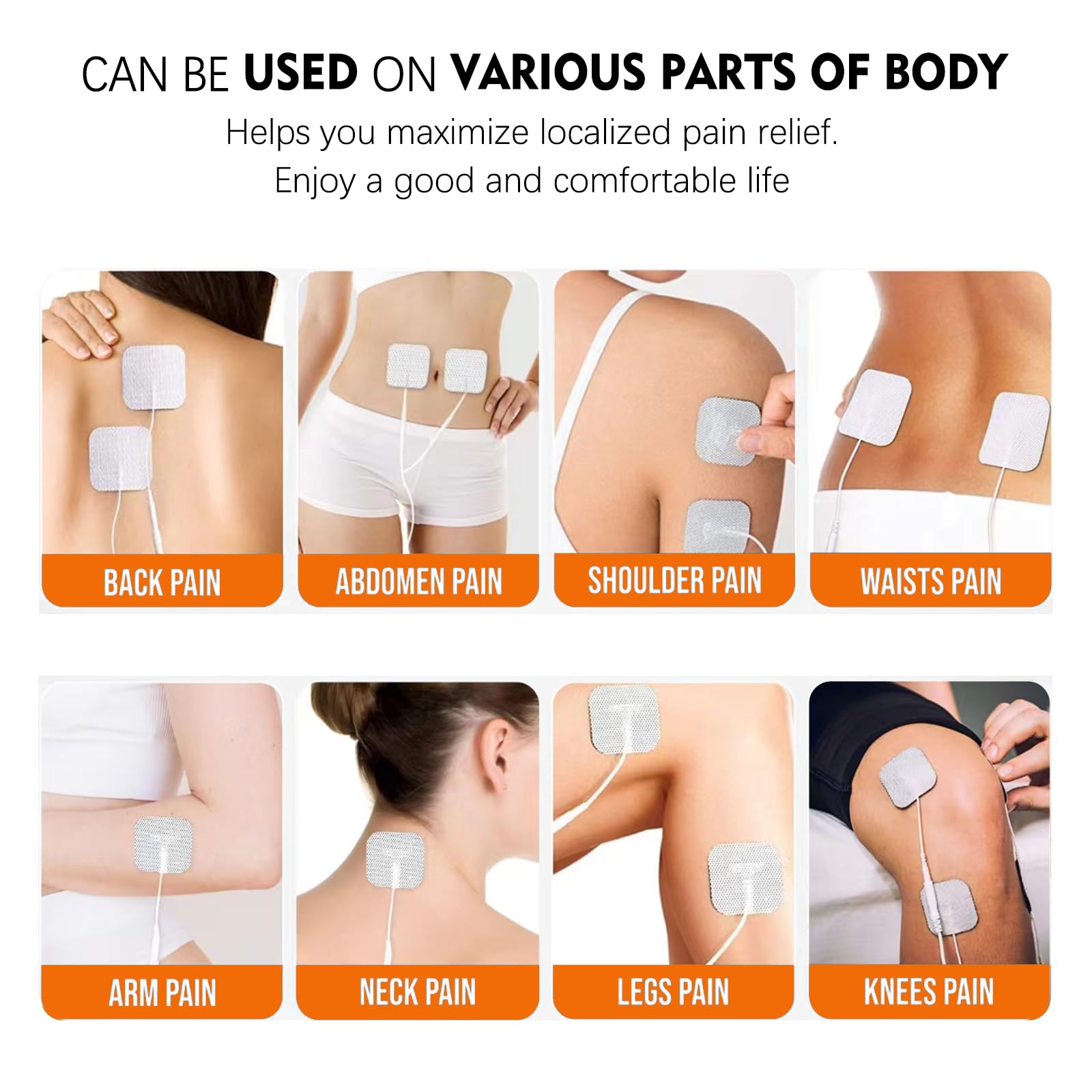 24PCS TENS Unit Replacement Pads 2X2, Latex Free Electrodes Compatible with TENS Machine Use 2mm Pin Connector Lead Wires Such as AUVON TENS, TENS 7000, Etekcity, Nicwell Care Tens