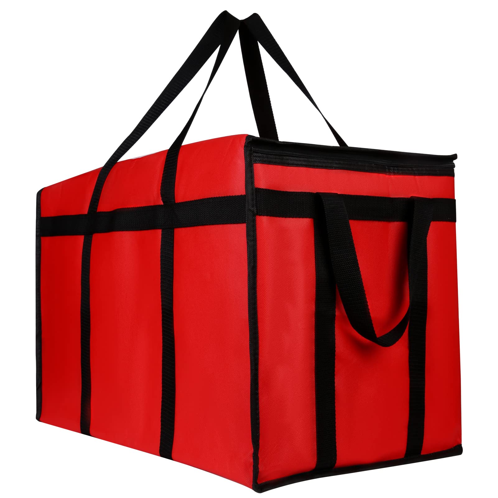 musbus 2-Pack XL-Large Insulated Grocery Shopping Bags, Red, Reusable, Heavy Duty, Zipped Zipper,Collapsible,Tote,Cooler,Groceries,for car,Recycled Material Warm Foldable Bag…