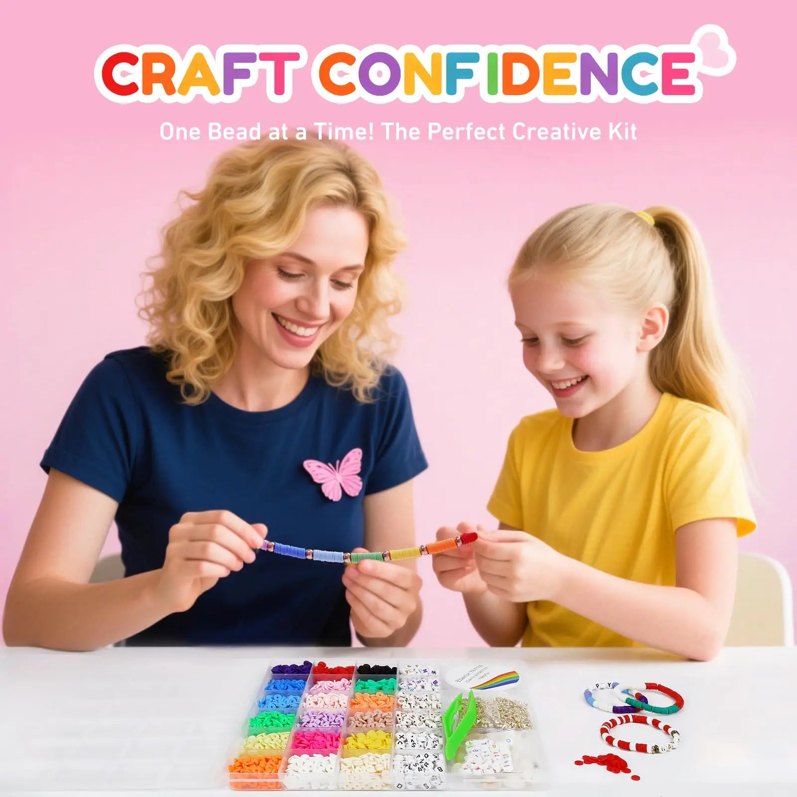 Redtwo 5100 Clay Beads Bracelet Making Kit, Flat Preppy Beads for Friendship Jewelry Making,Polymer Heishi Beads with Charms Gifts for Teen Girls Crafts for Girls Ages 8-12