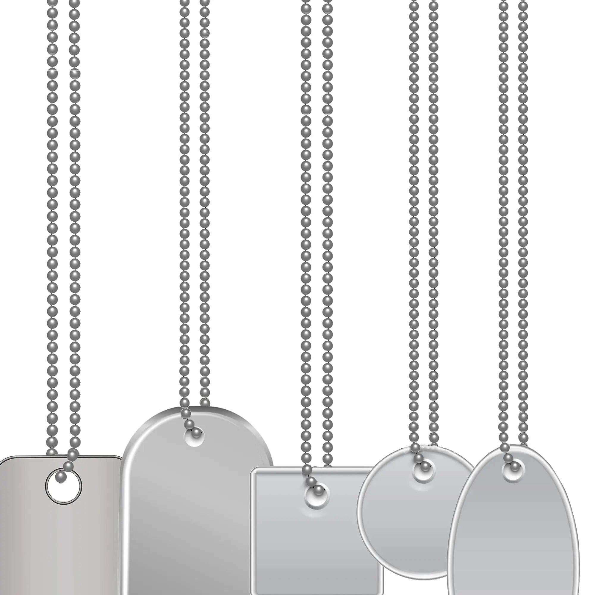 50-Pack Dog Tag Chain Ball Chain Necklace Bulk, Beaded Necklace Chains for Jewelry Making DIY Crafts, Military Blank Dog Tag Necklace for Men, Silver Nickel Plated Metal 24" Long 2.4mm Ball Bead Chain