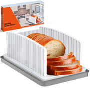 Kiss Core New Upgrade Bread Slicer for Homemade Bread, Bread Slicing Guide Adjustable Width, Foldable and Compact Cutting Guide with Crumb Tray, Suitability for Homemade Bread, Bagels, Cakes