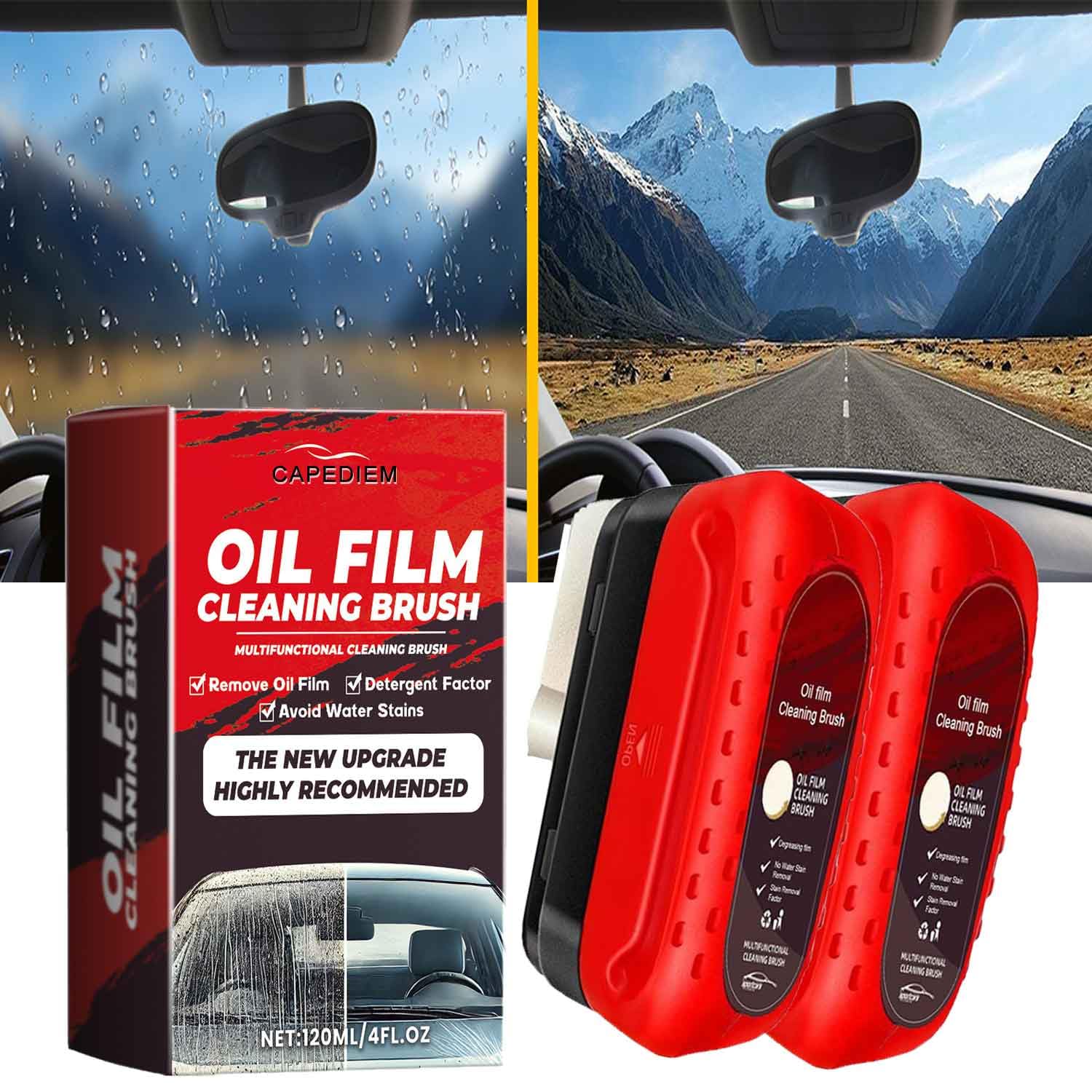 Glass Cleaning Board,Glass Coating for Windshield,Universal Anti-rain Fog Cleaning Glass Brush with Remover,for All Vehicles Lmproves Clarity and Visibility (2)
