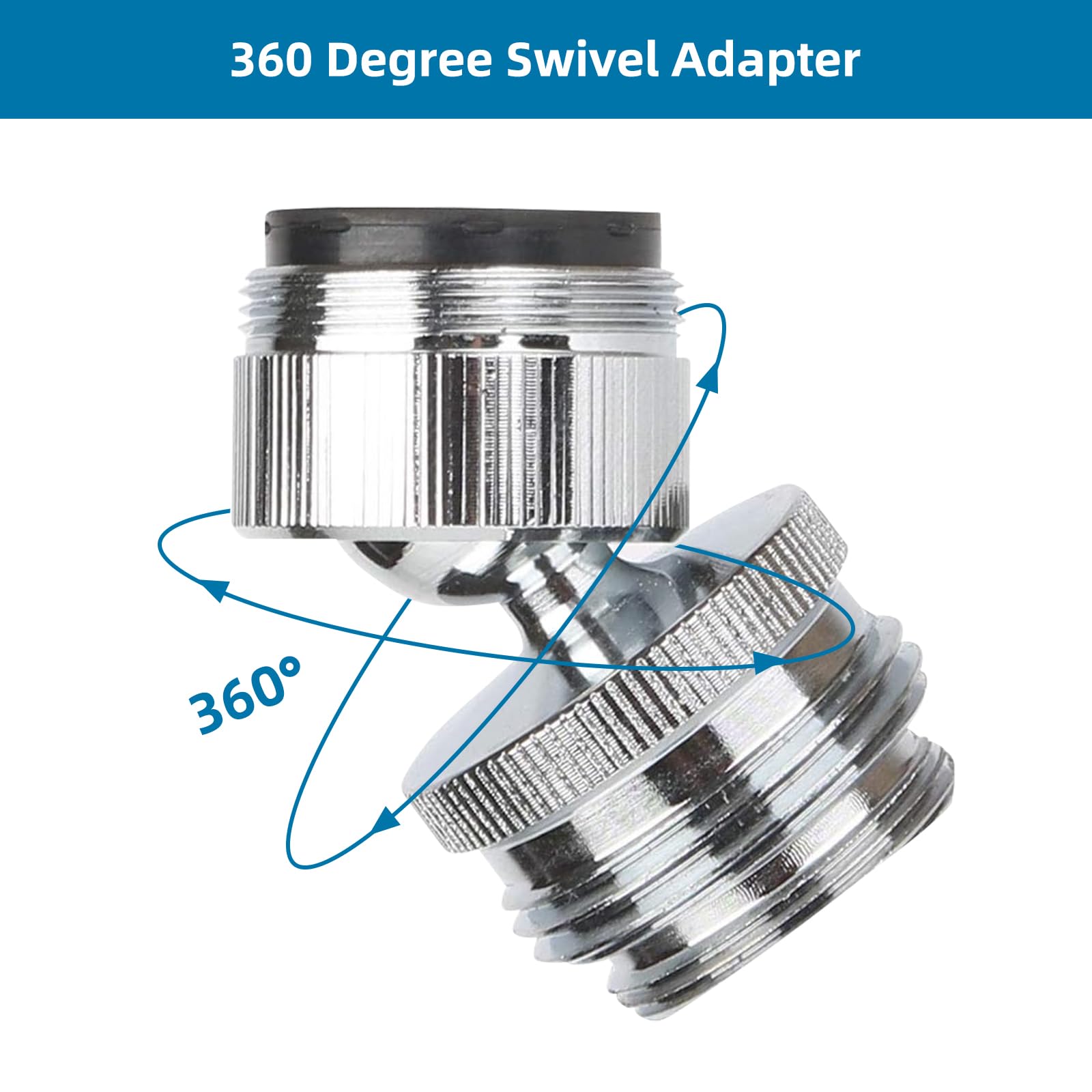 Hibbent Faucet Adapter Kit, Swivel Aerator Adapter to Connect Garden Hose - Multi-Thread Kitchen Sink Faucet to Garden Hose Adapter 3/4 Inch - Chrome Finished