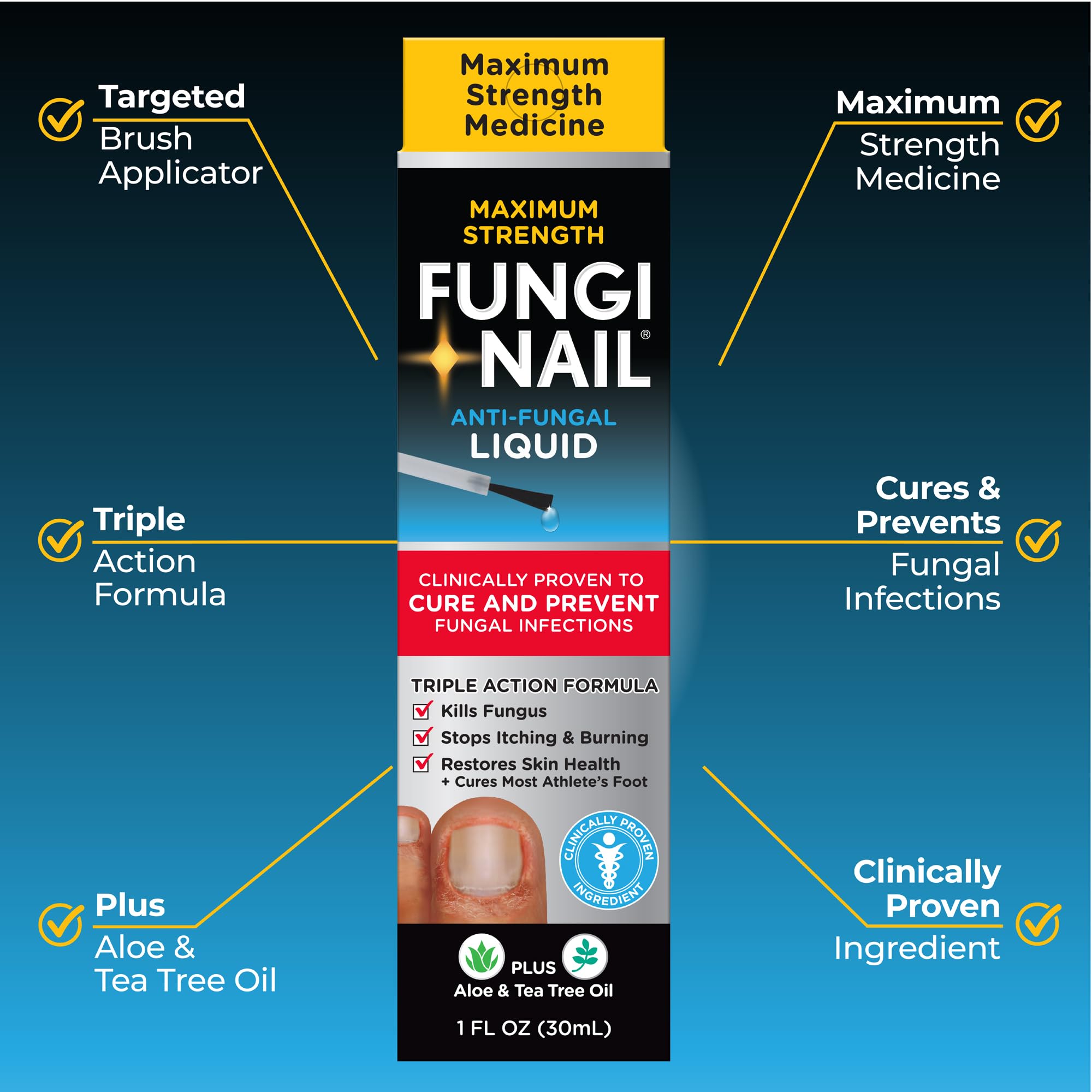 Fungi-Nail Anti-Fungal Liquid Solution, Kills Fungus That Can Lead to Nail & Athlete's Foot with Tolnaftate & Clinically Proven to Cure and Prevent Fungal Infections 1 Fl Oz (Pack of 1)