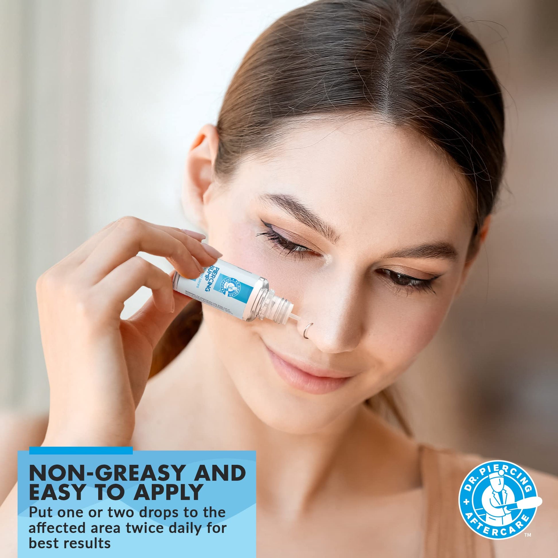 Dr. Piercing Aftercare Keloid Drops – Non-Greasy Saline Solution for Keloid Bump Removal for Piercings - May Reduce Appearance of Nose Piercing Bump, Nose Ear Lip Belly (15 mL)