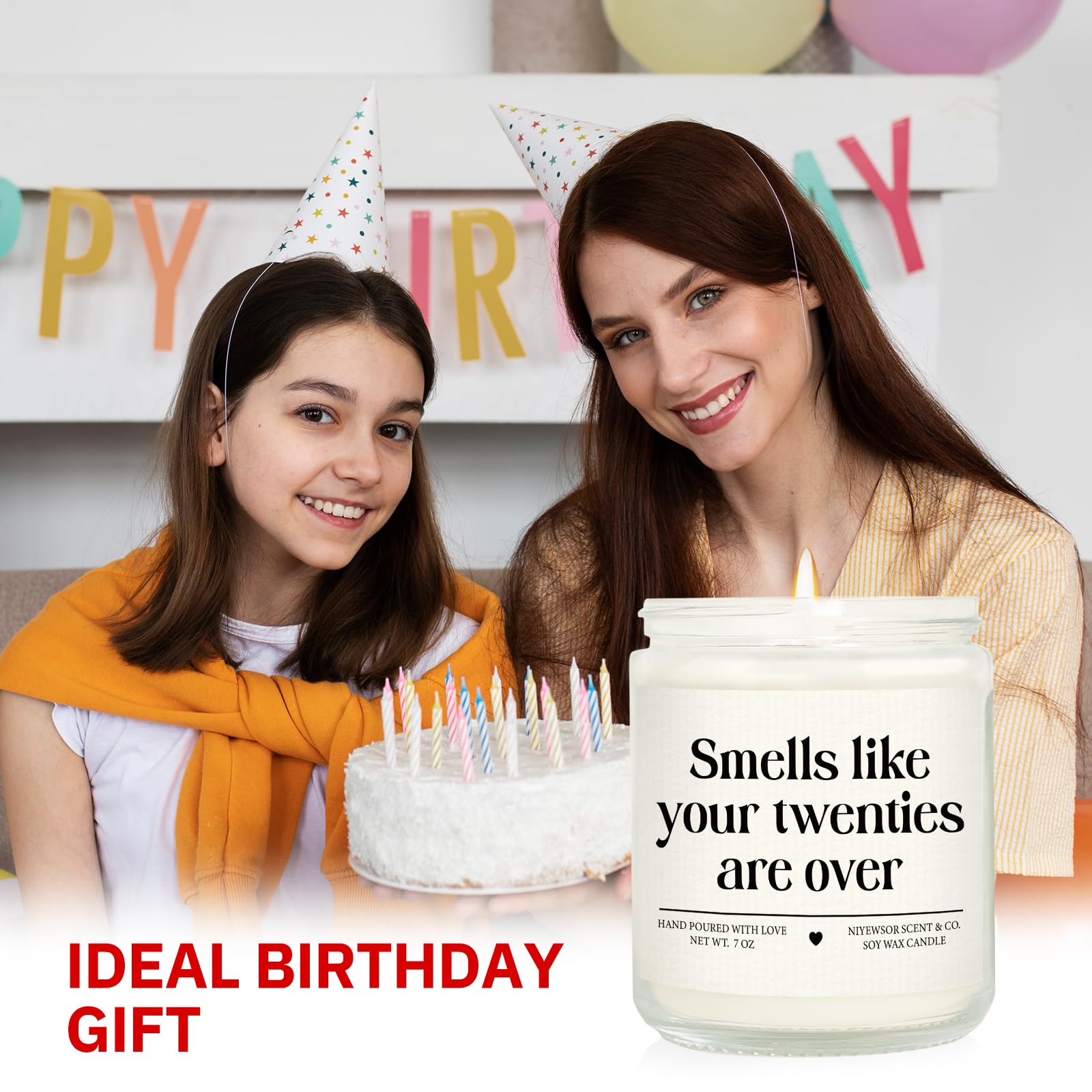 Niyewsor 30th Birthday Gifts for Women Men, Thirty Birthday Candle, 1995 30th Birthday Decorations for Her Him, 30 Year Old Bday Gifts for Friend, Sister, Wife, Husband, Handmade, 7oz