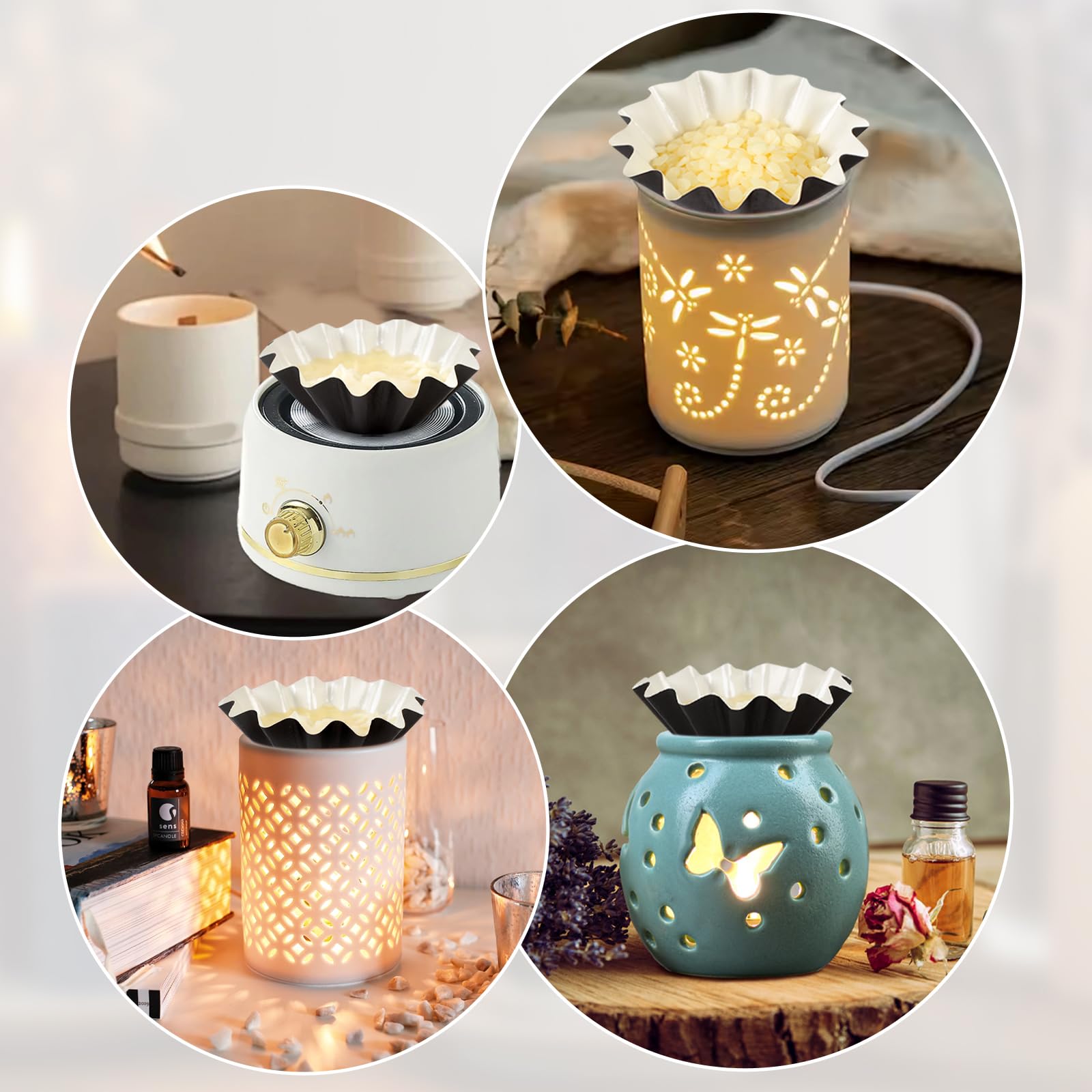 Ninsula 70P Wax Melt Liners, Reusable Wax Warmer Liners for Any Wax Cubes, Leakproof Wax Melt Cups for Scented Candle, Plug in Warmers, Electric Wax Melters and Wax Burner(Black)