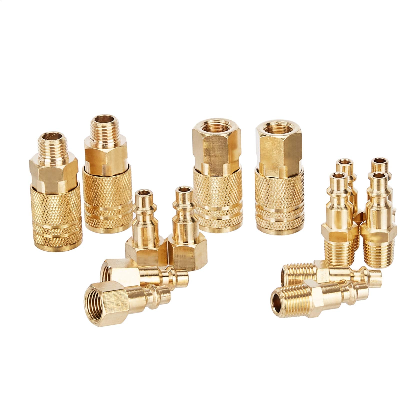 Amazon Basics Quick Connect Brass Air Coupler and Plug Kit - 1/4-Inch NPT Fittings, 14 count (Pack of 1)