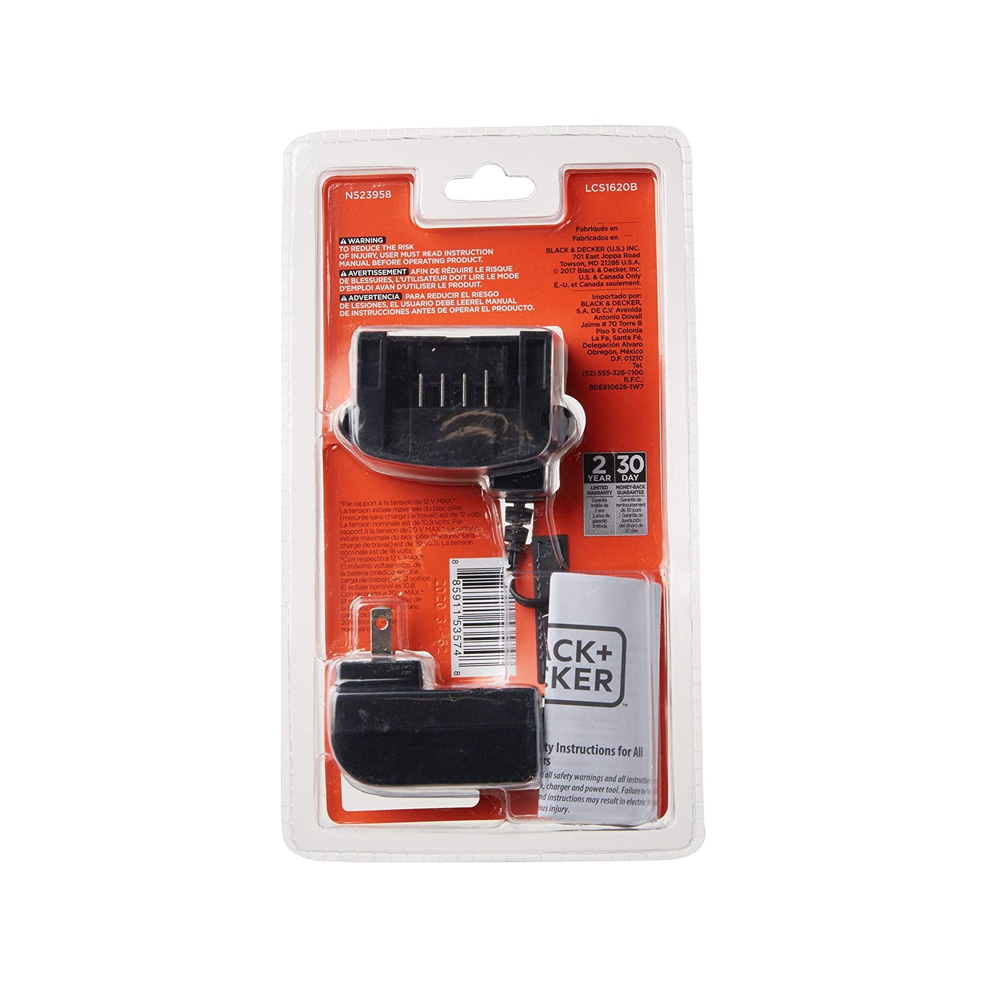 BLACK+DECKER 20V MAX Lithium Battery Charger, Compatible with 12V and 20V Battery, Battery Sold Separately (LCS1620B)