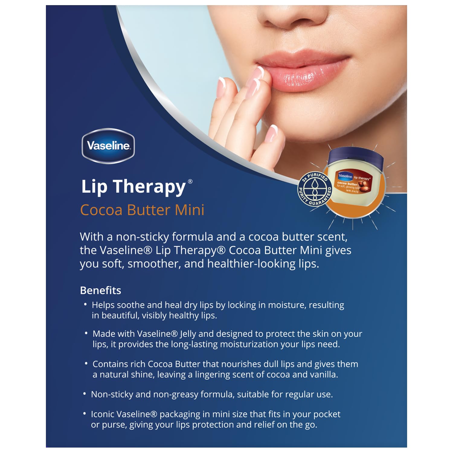 Vaseline Lip Therapy Cocoa Butter.25 oz (Pack of 4)