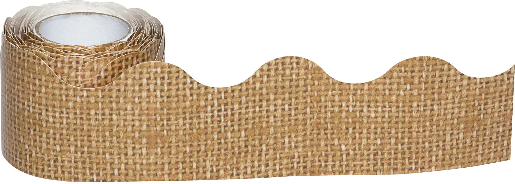 Teacher Created Resources Burlap Scalloped Rolled Border Trim - 50 ft - Decorate Bulletin Boards, Walls, Desks, Windows, Doors, Lockers, Schools, Classrooms, Homeschool & Offices