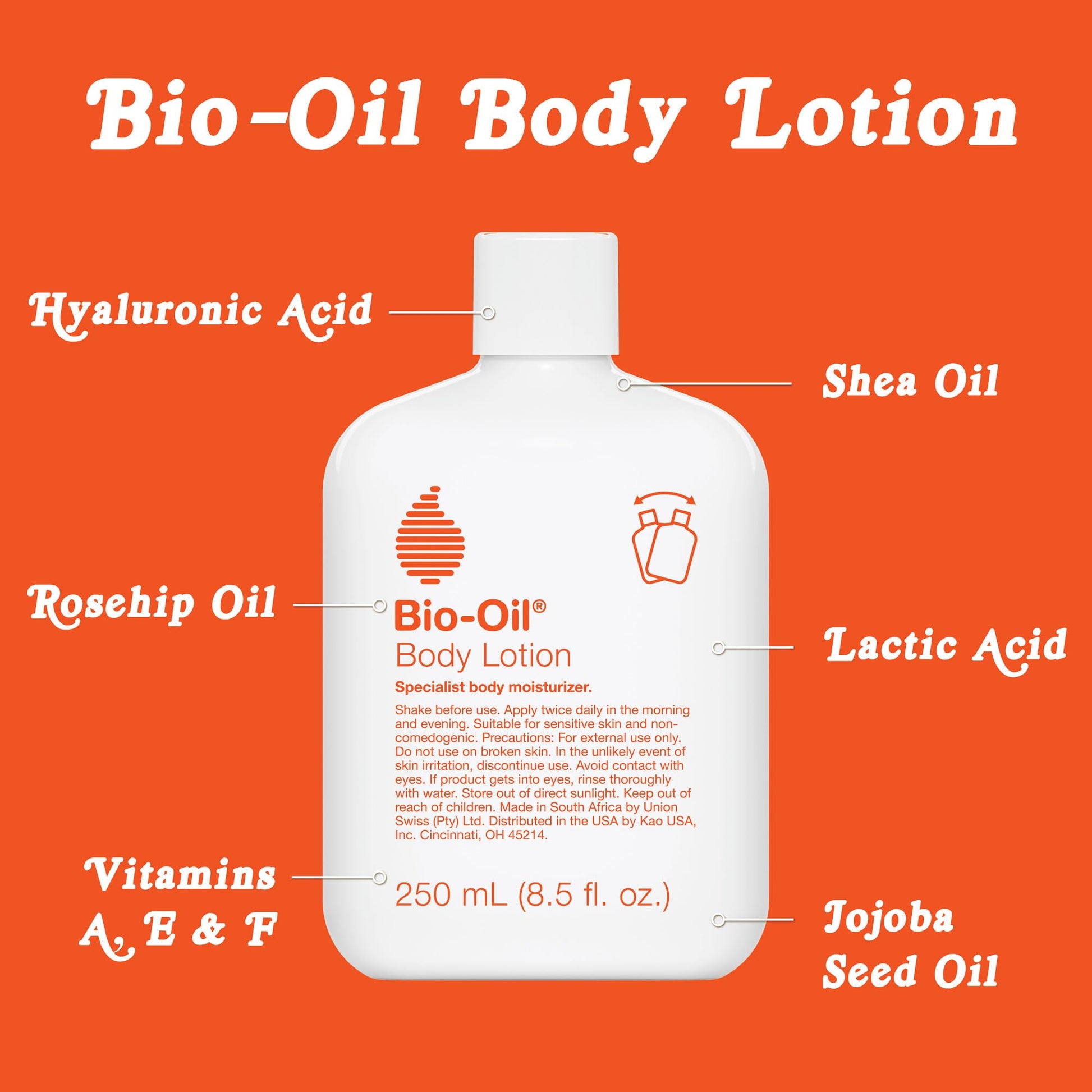 Bio-Oil Moisturizing Body Lotion for Dry Skin, Ultra-Lightweight High-Oil Hydration, with Jojoba, Rosehip, Shea, and Hyaluronic Acid, 8.5 Oz